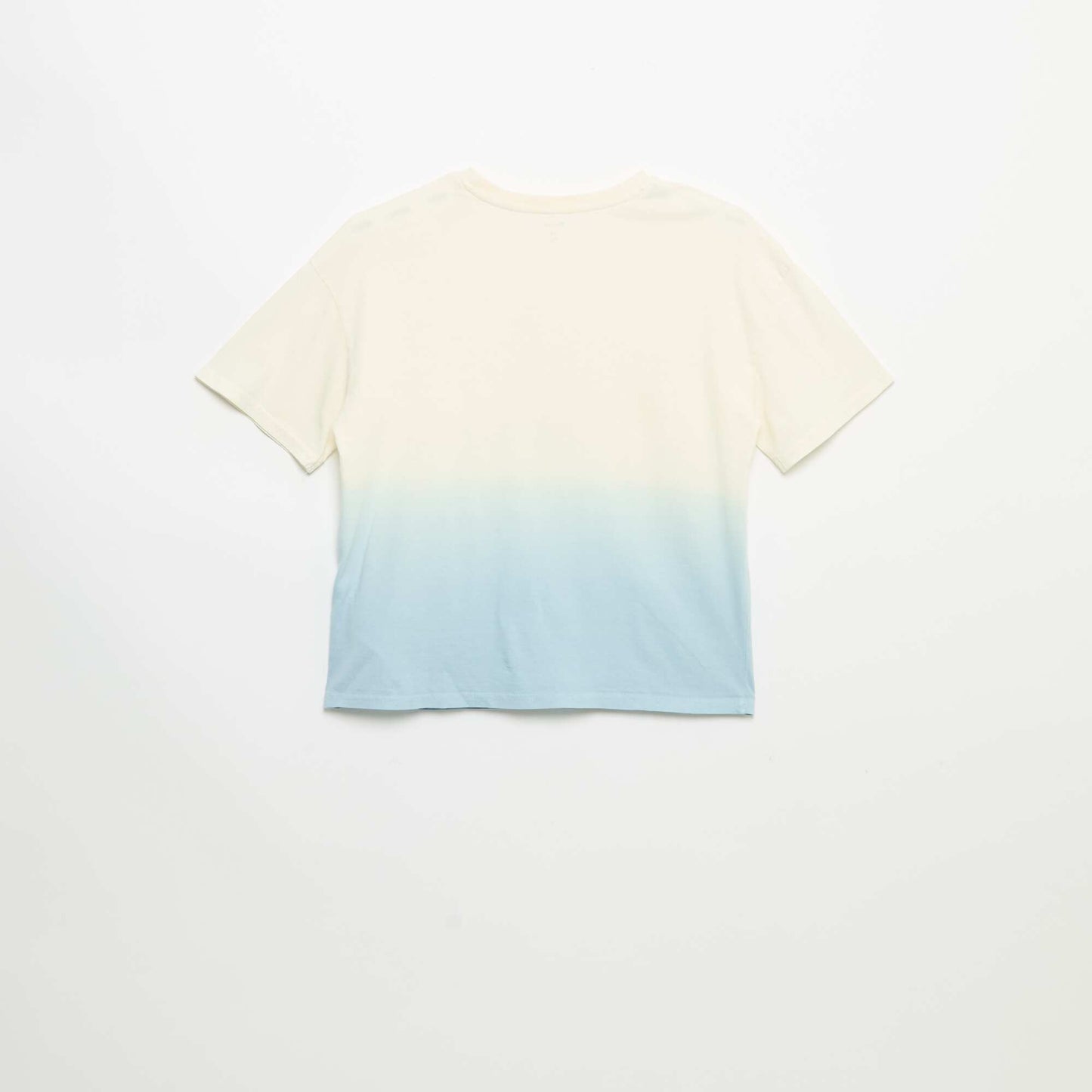 T-shirt manches courtes imprimé avec teinte tie and dye BEIGE