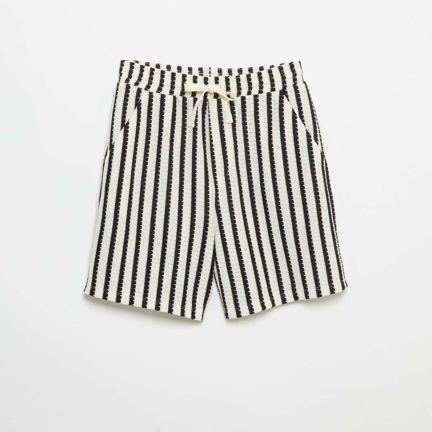 Short en crochet à rayures BLANC