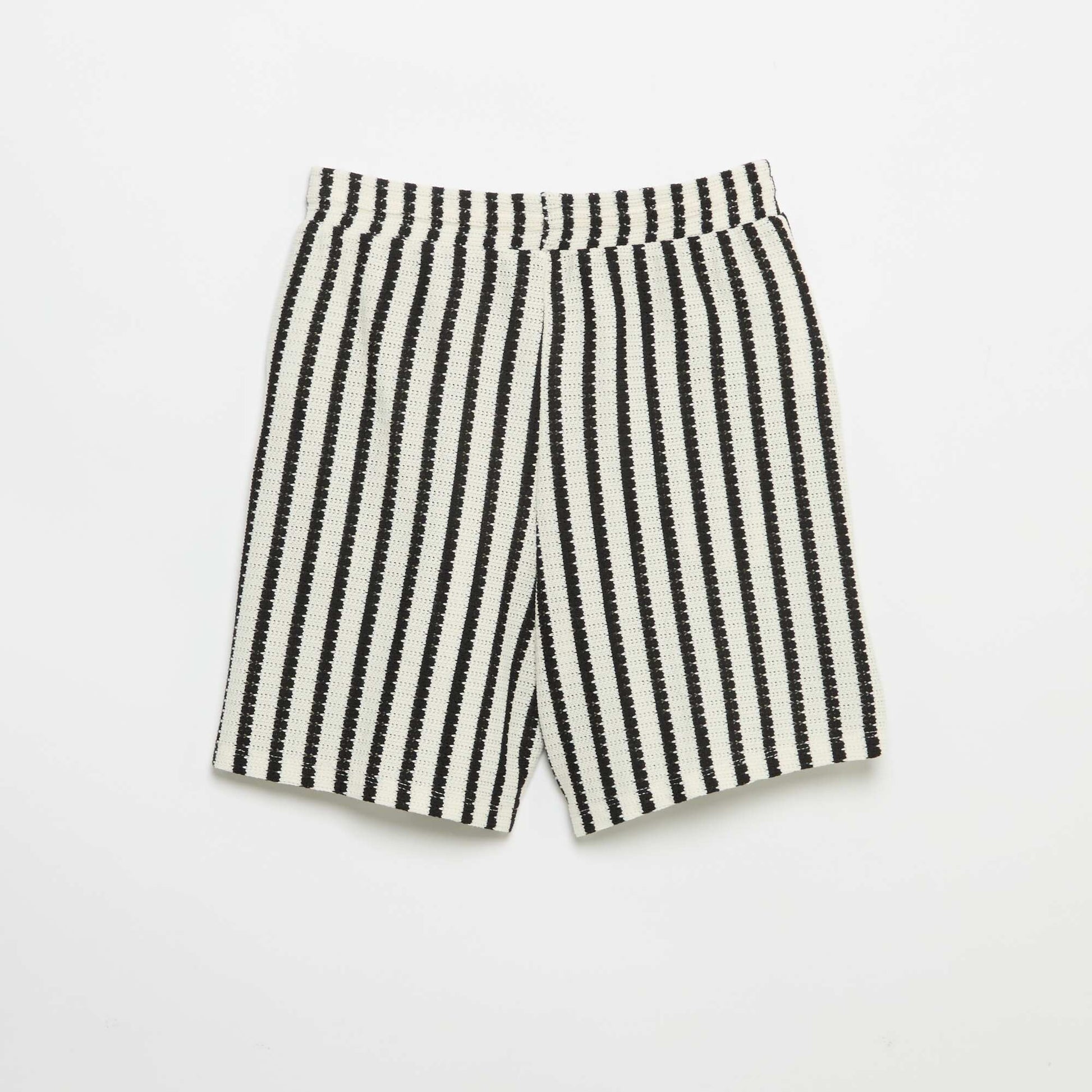 Short en crochet à rayures BLANC