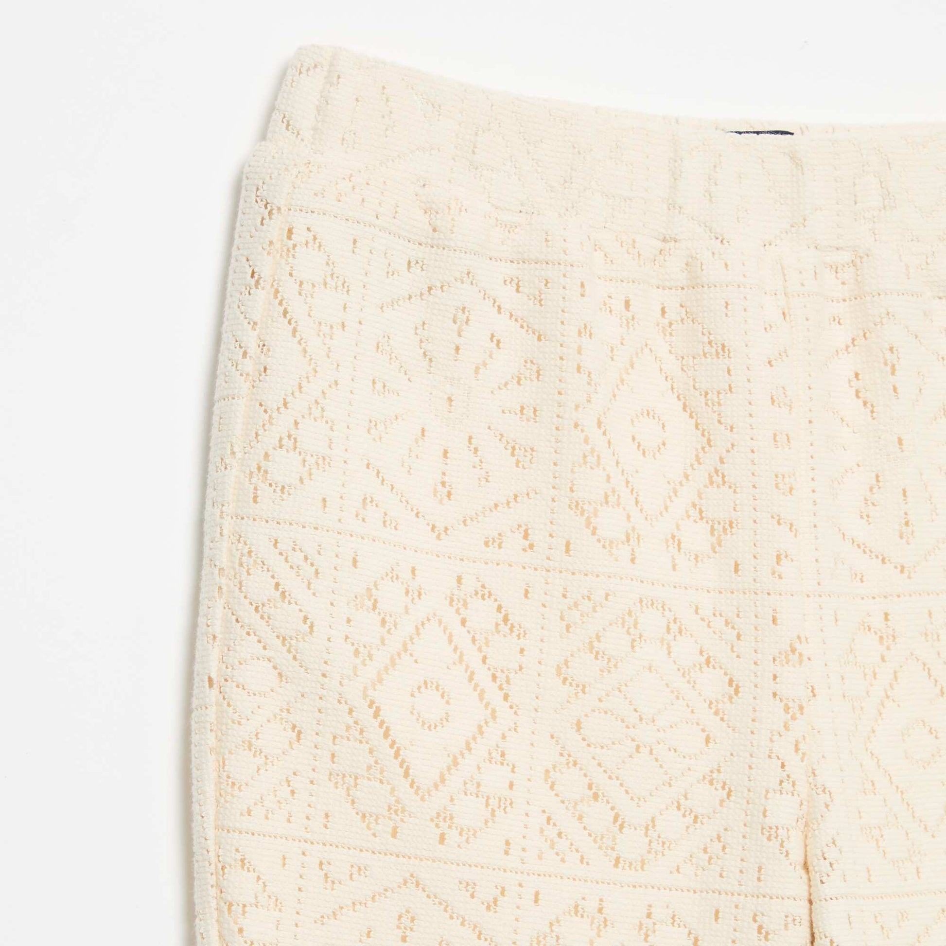 Pantalon en maille effet crochet coupe flare BEIGE