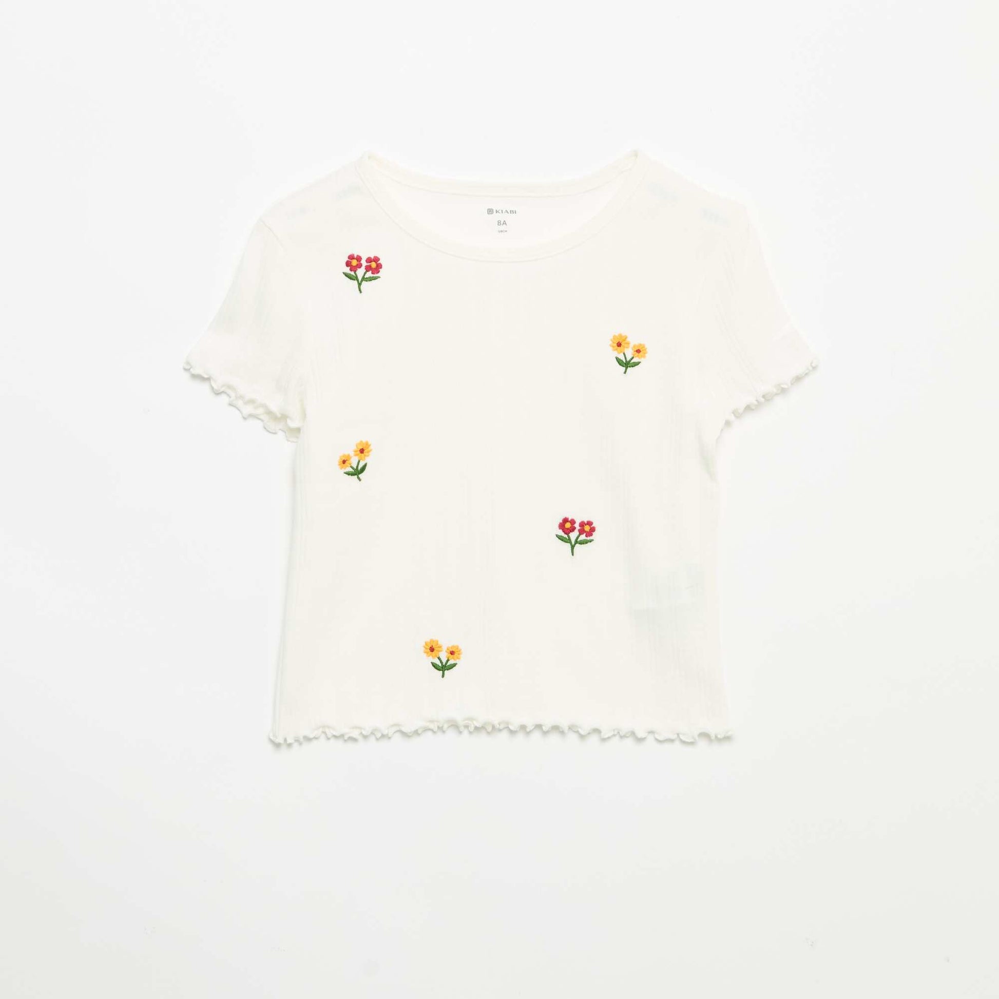 T-shirt brodé à manches courtes BLANC