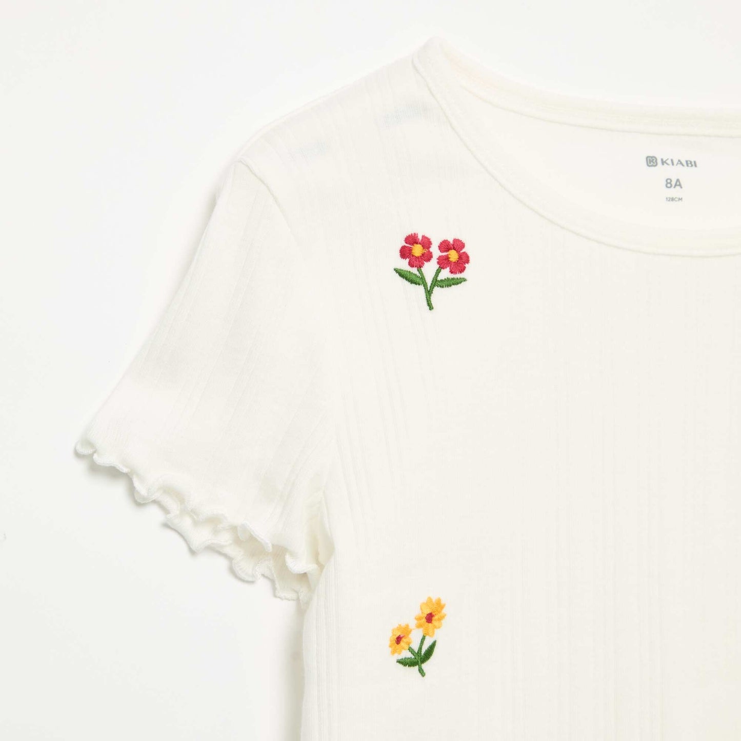 T-shirt brodé à manches courtes BLANC