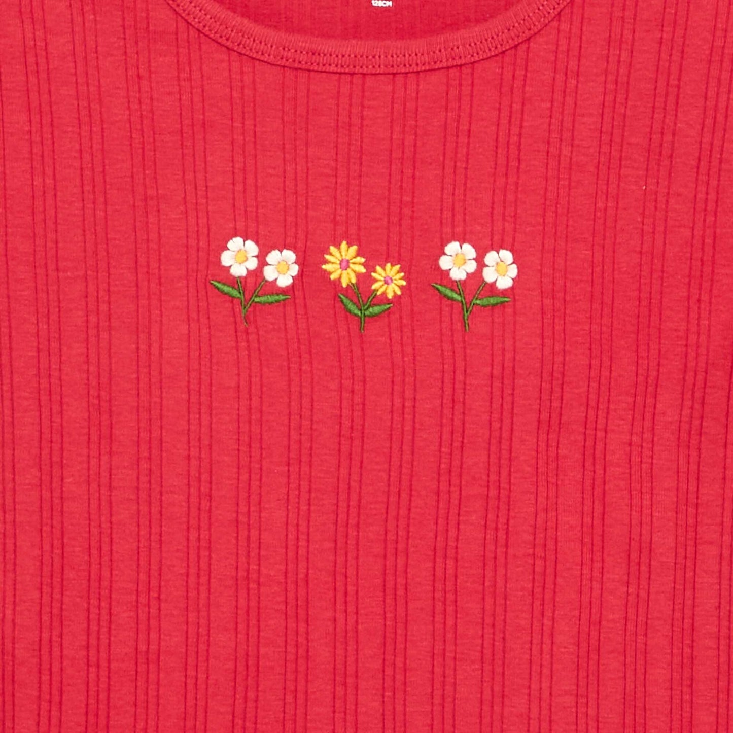 T-shirt brodé à manches courtes ROUGE