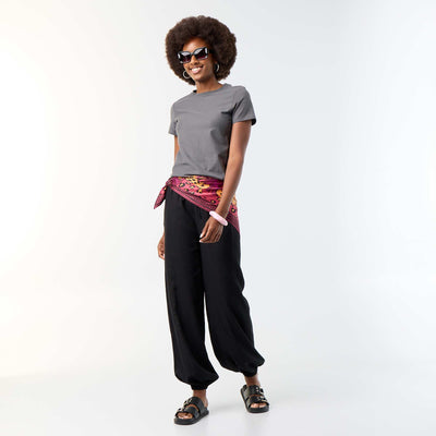 Pantalon coupe balloon uni avec 2 poches NOIR