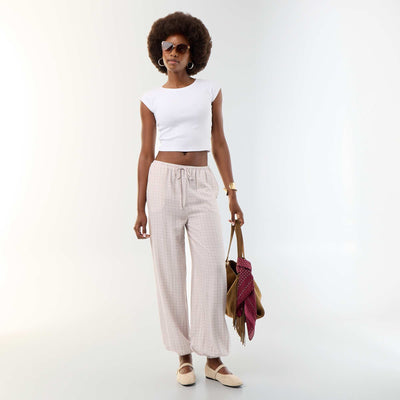 Pantalon coupe balloon uni avec 2 poches VIOLET