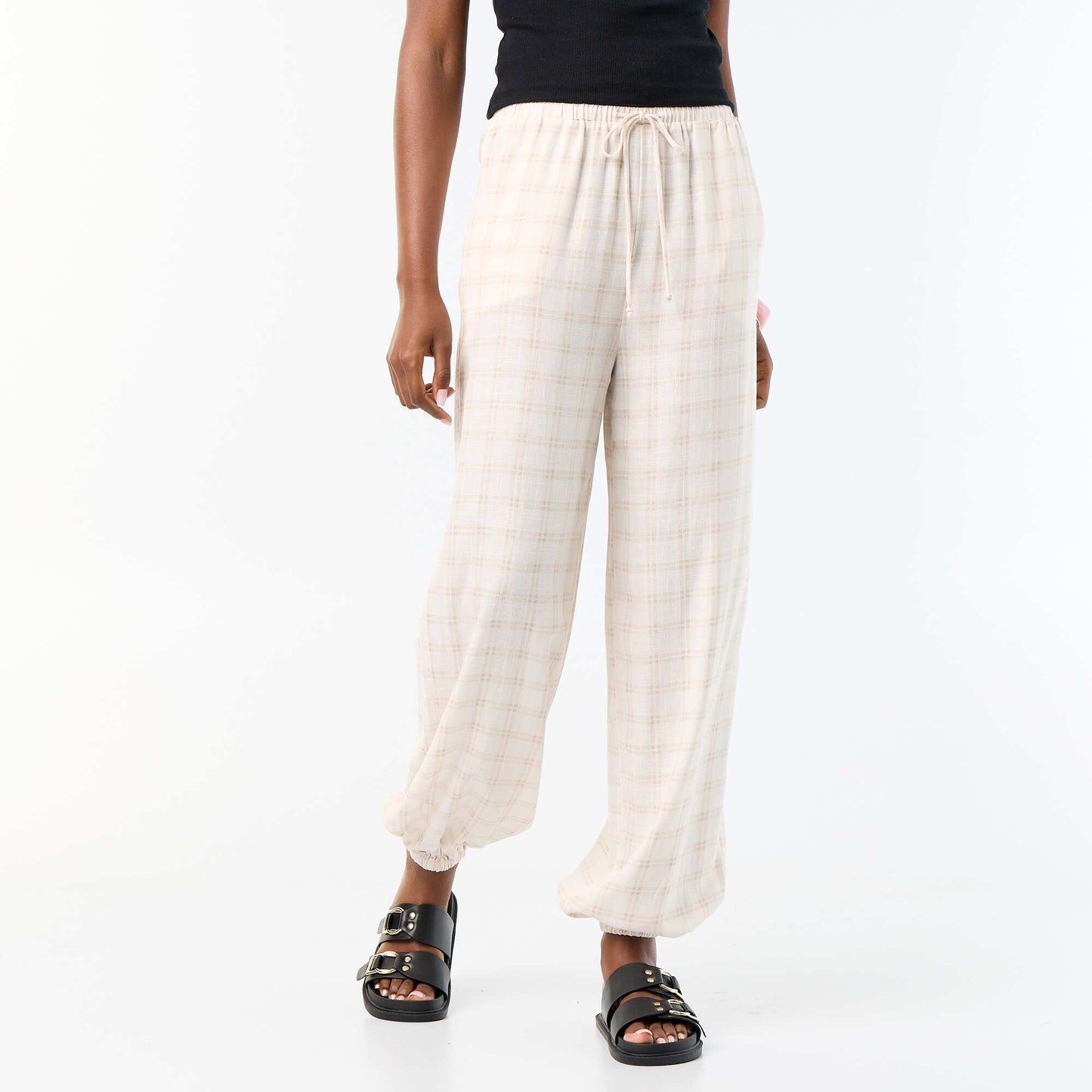 Pantalon coupe balloon uni avec 2 poches BEIGE