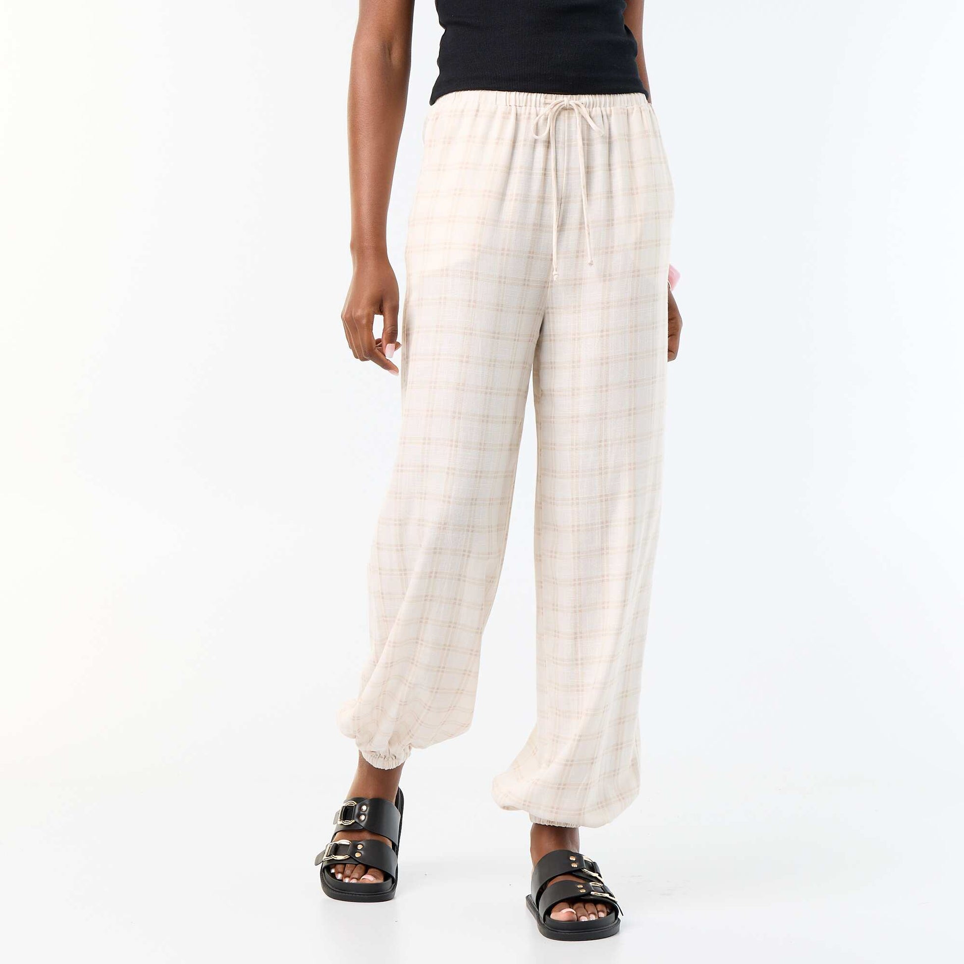 Pantalon coupe balloon uni avec 2 poches BEIGE
