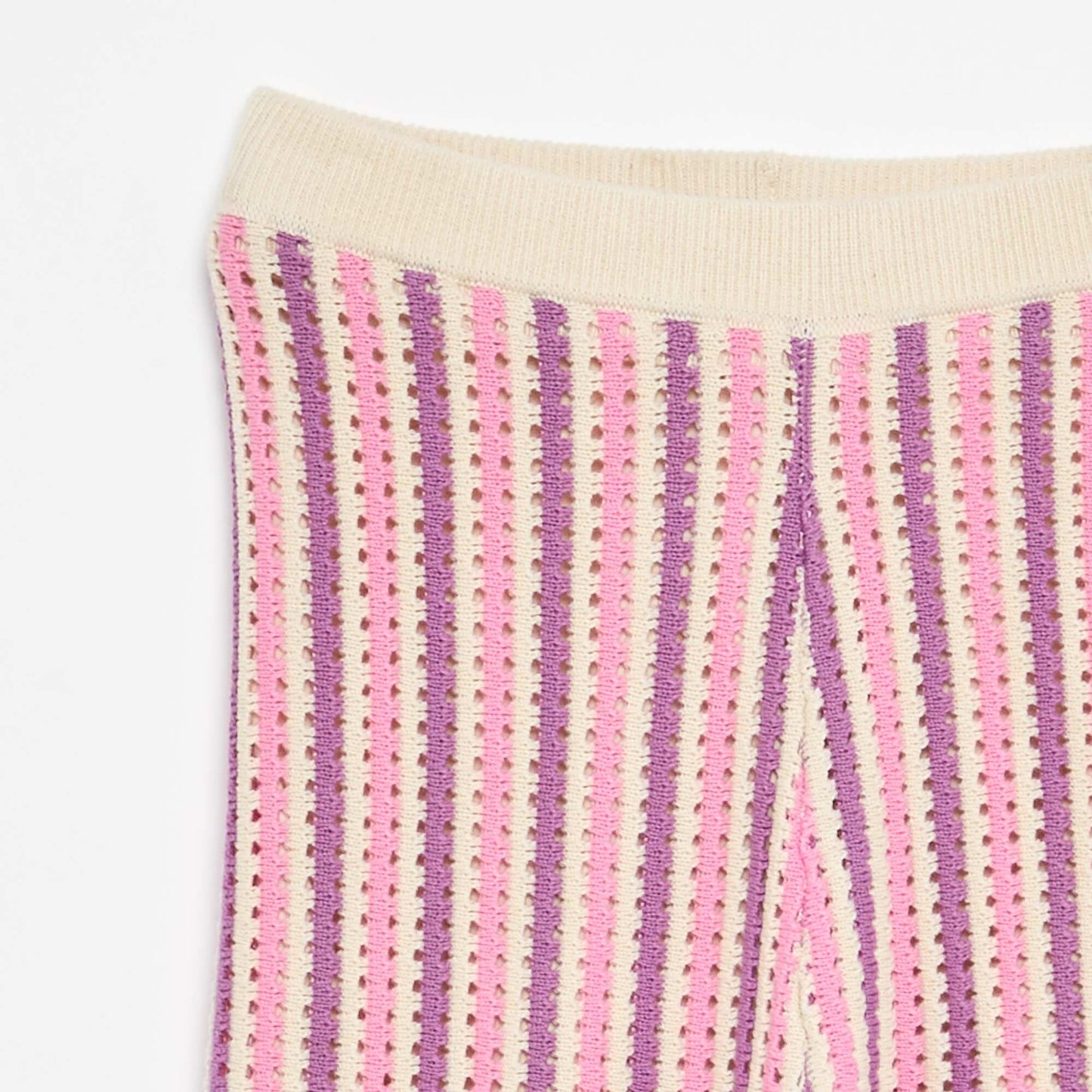 Pantalon en maille effet crochet à rayures VIOLET