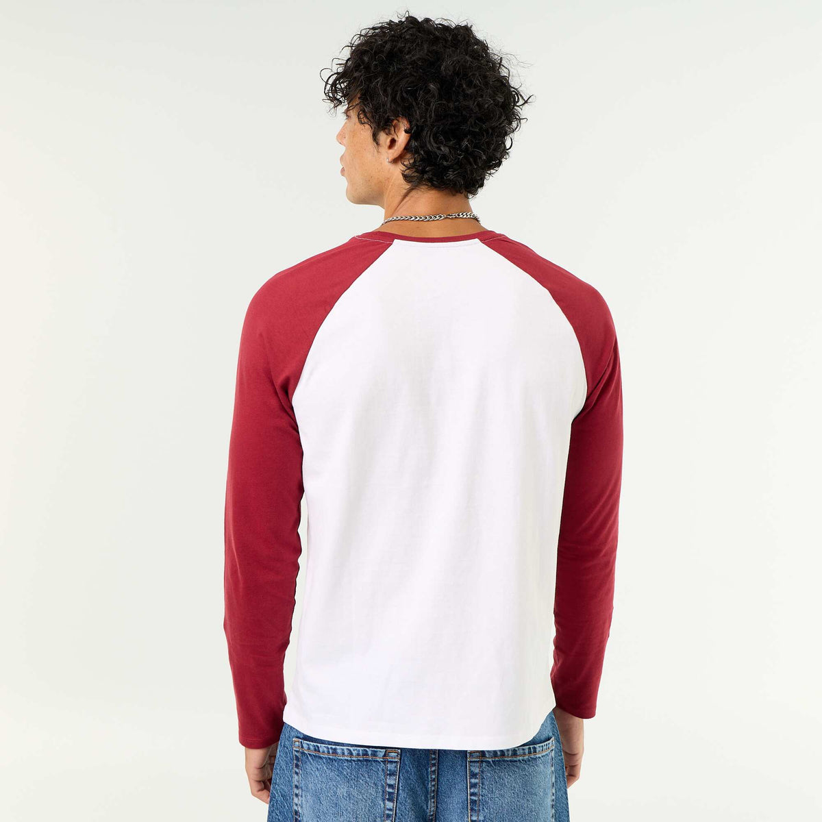 T-shirt imprimé avec manches longues raglan ROUGE