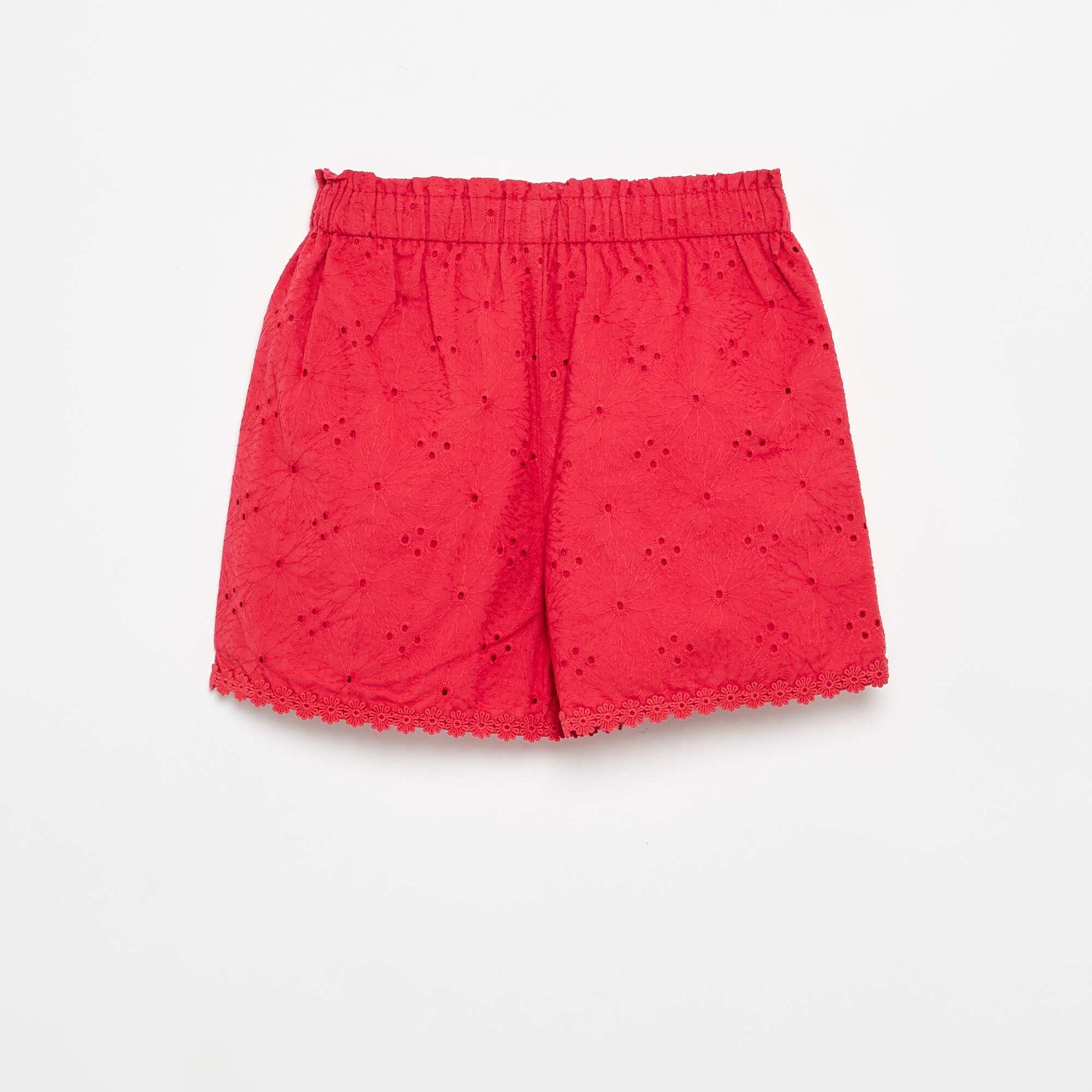 Short rouge avec broderies anglaises ROUGE