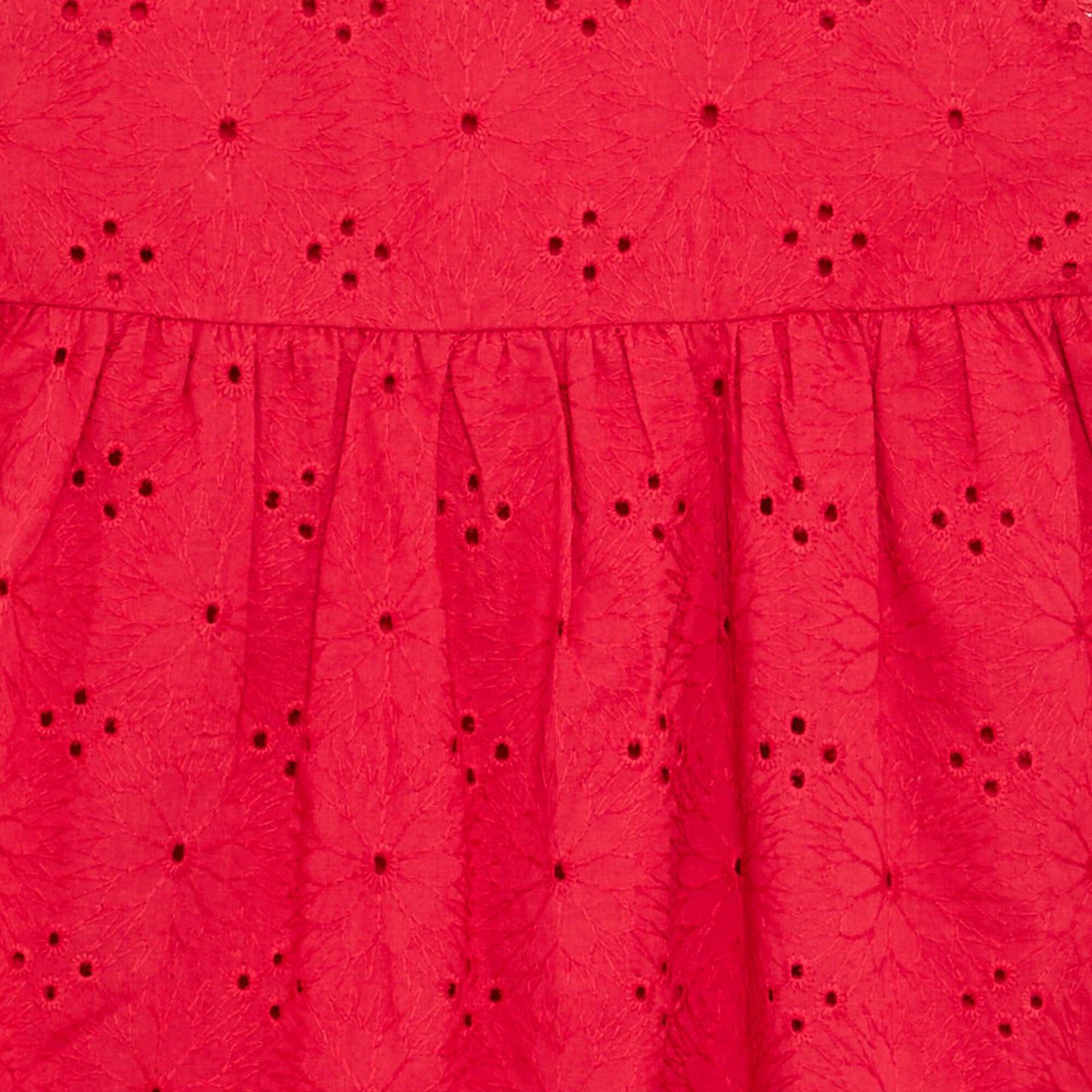 Robe à bretelles et broderies anglaises ROUGE