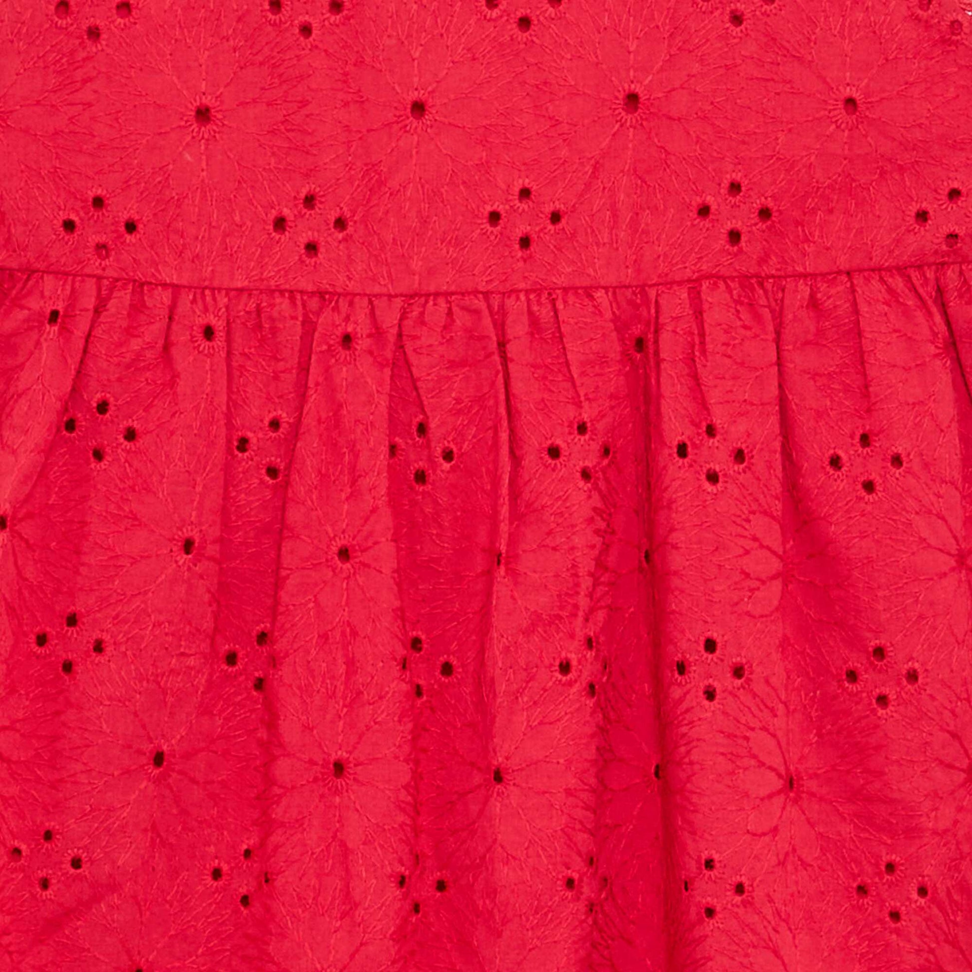 Robe à bretelles et broderies anglaises ROUGE