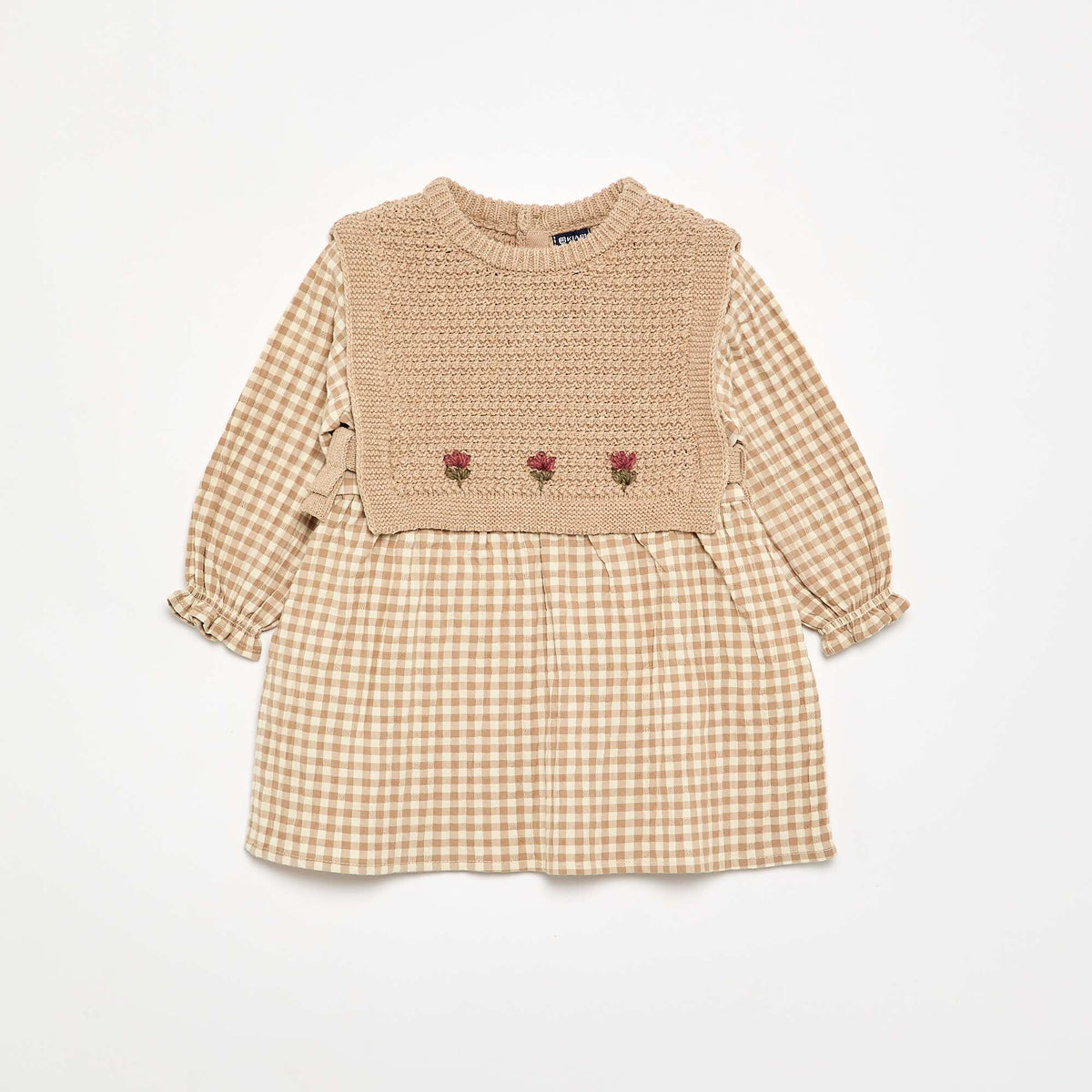 Robe effet 2 en 1 avec haut en maille tricot BEIGE