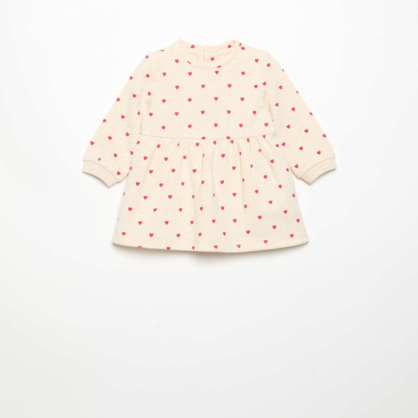 Robe imprimée à manches longues BEIGE