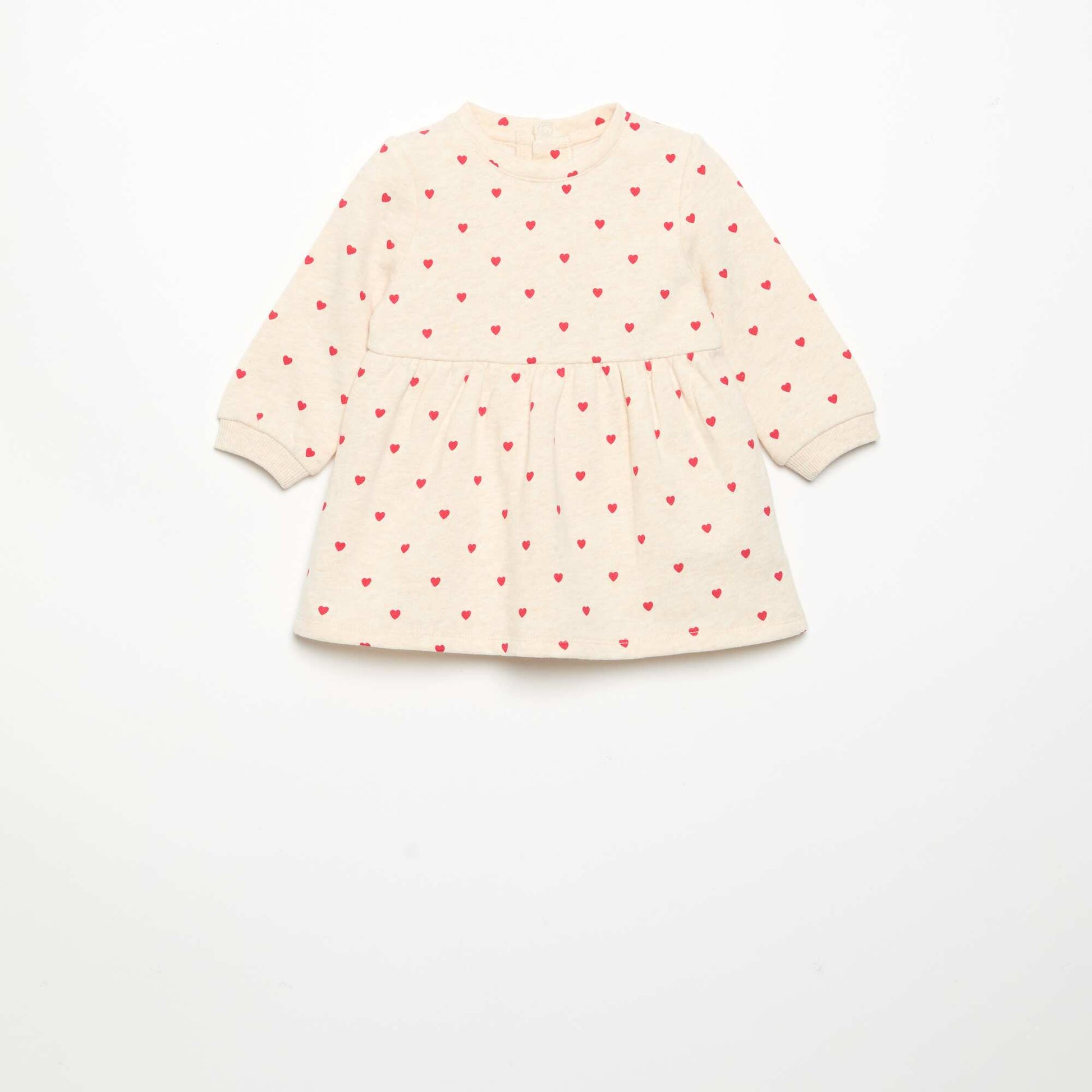 Robe imprimée à manches longues BEIGE