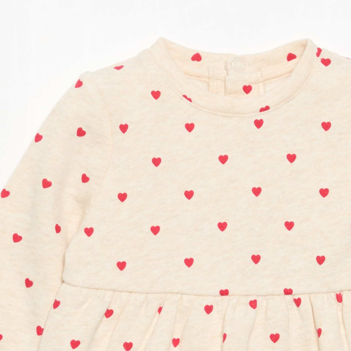 Robe imprimée à manches longues BEIGE