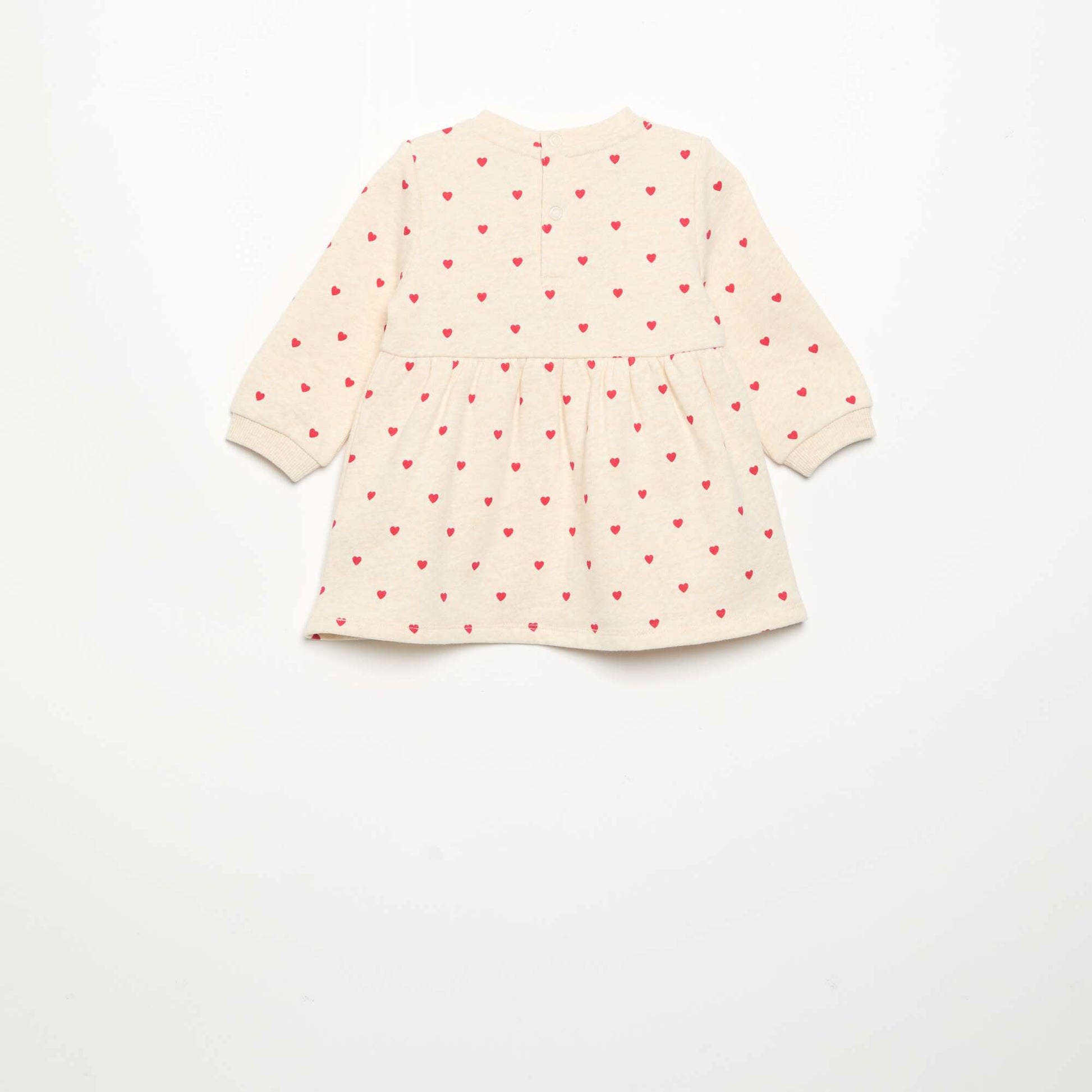 Robe imprimée à manches longues BEIGE