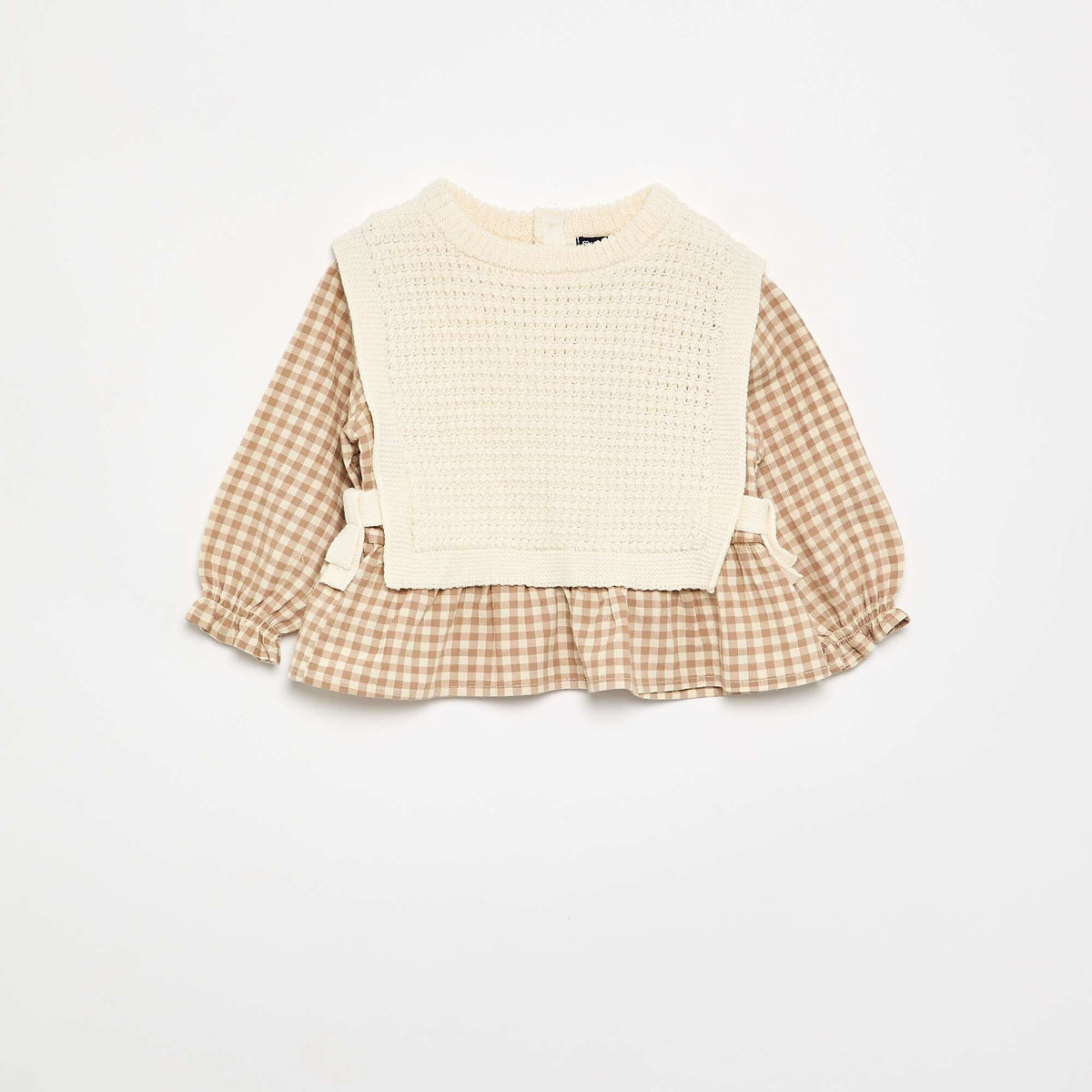Pull avec manches en voile de coton BEIGE