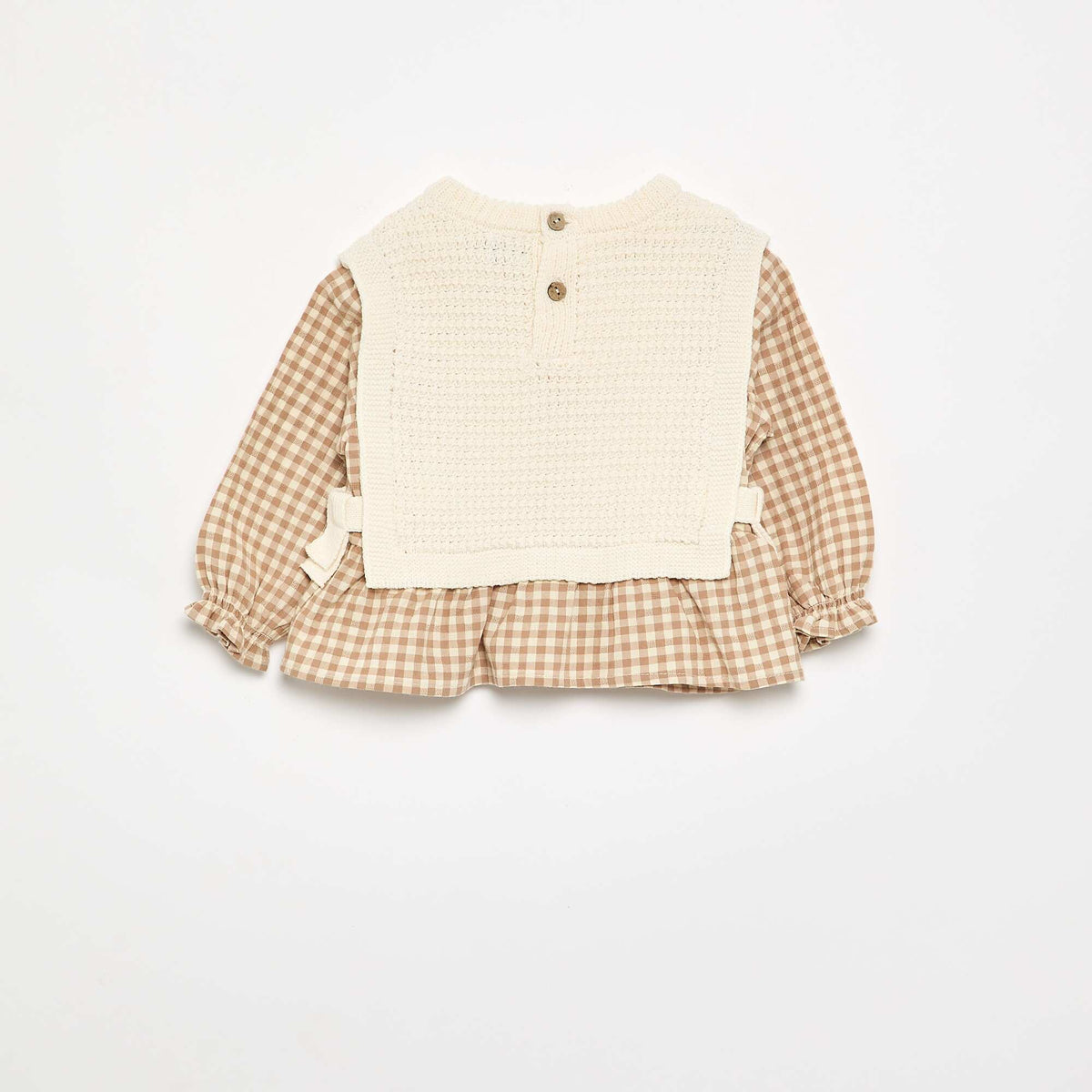 Pull avec manches en voile de coton BEIGE