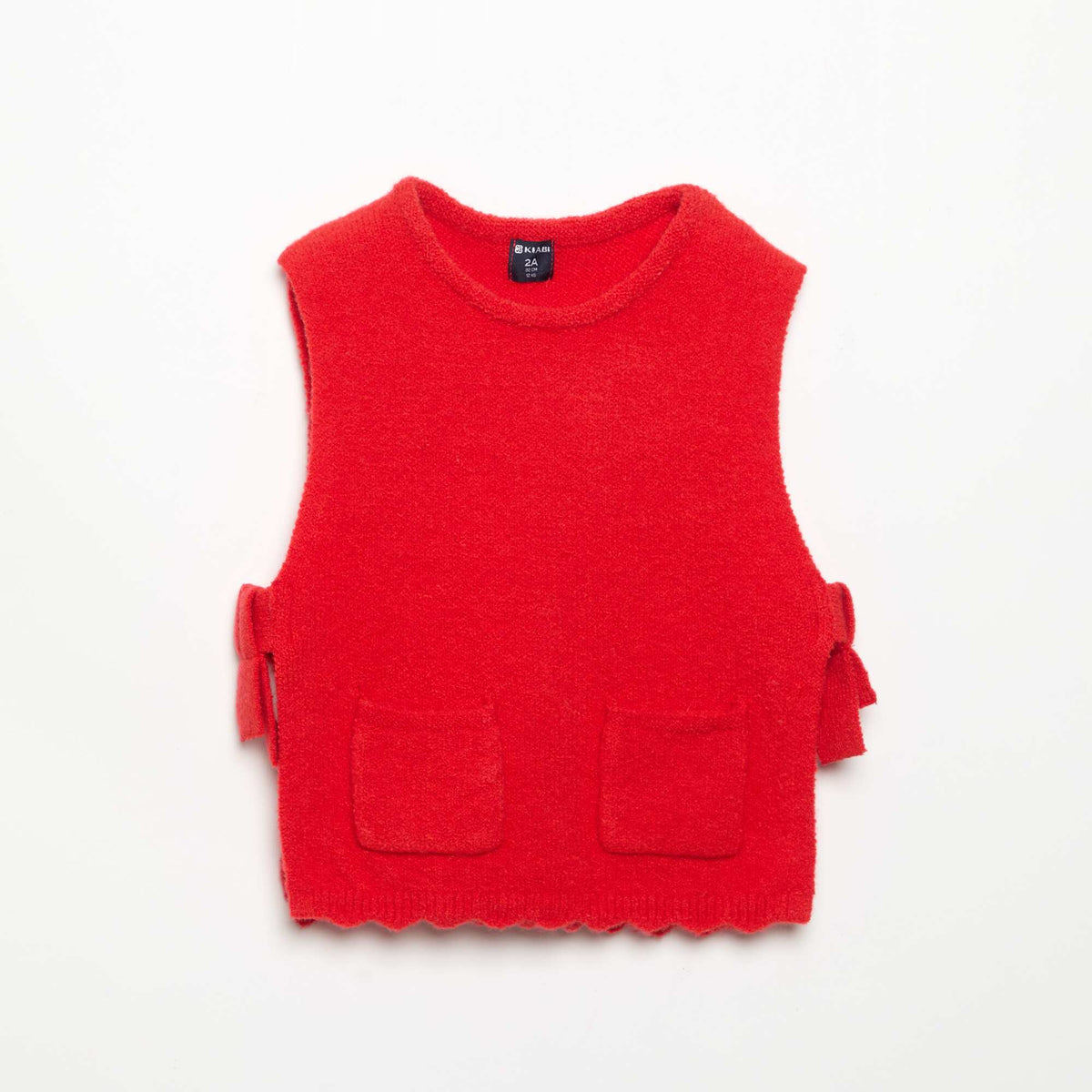 Pull sans manches avec écharpe amovible ROUGE