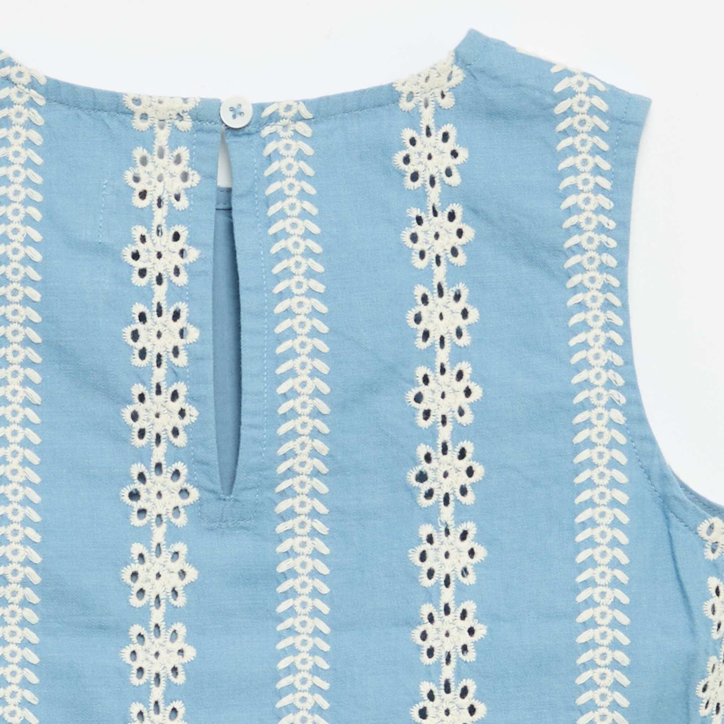 Blouse sans manches avec broderies all over BLEU
