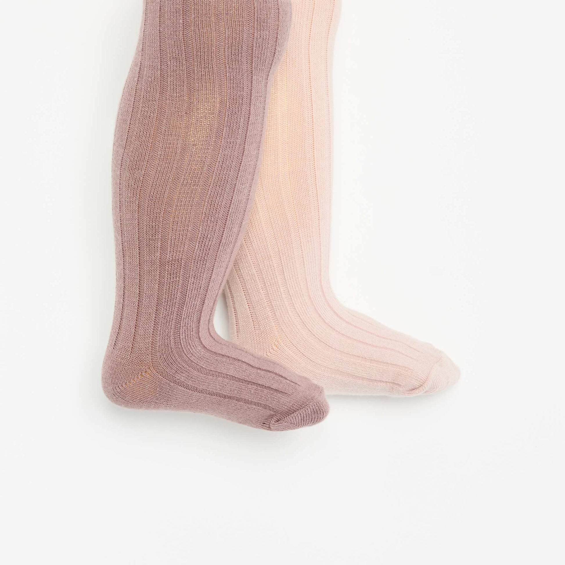 Lot de 2 paires de collants en maille côtelée ROSE