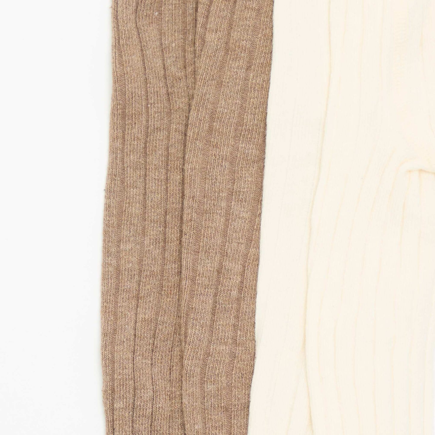 Lot de 2 paires de collants en maille côtelée MARRON