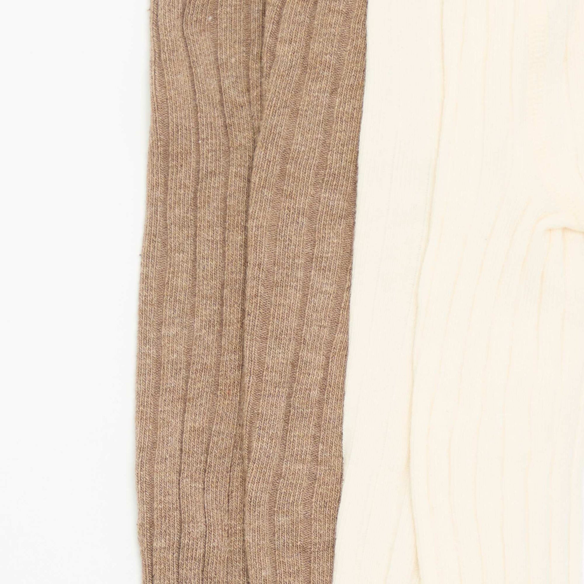 Lot de 2 paires de collants en maille côtelée MARRON