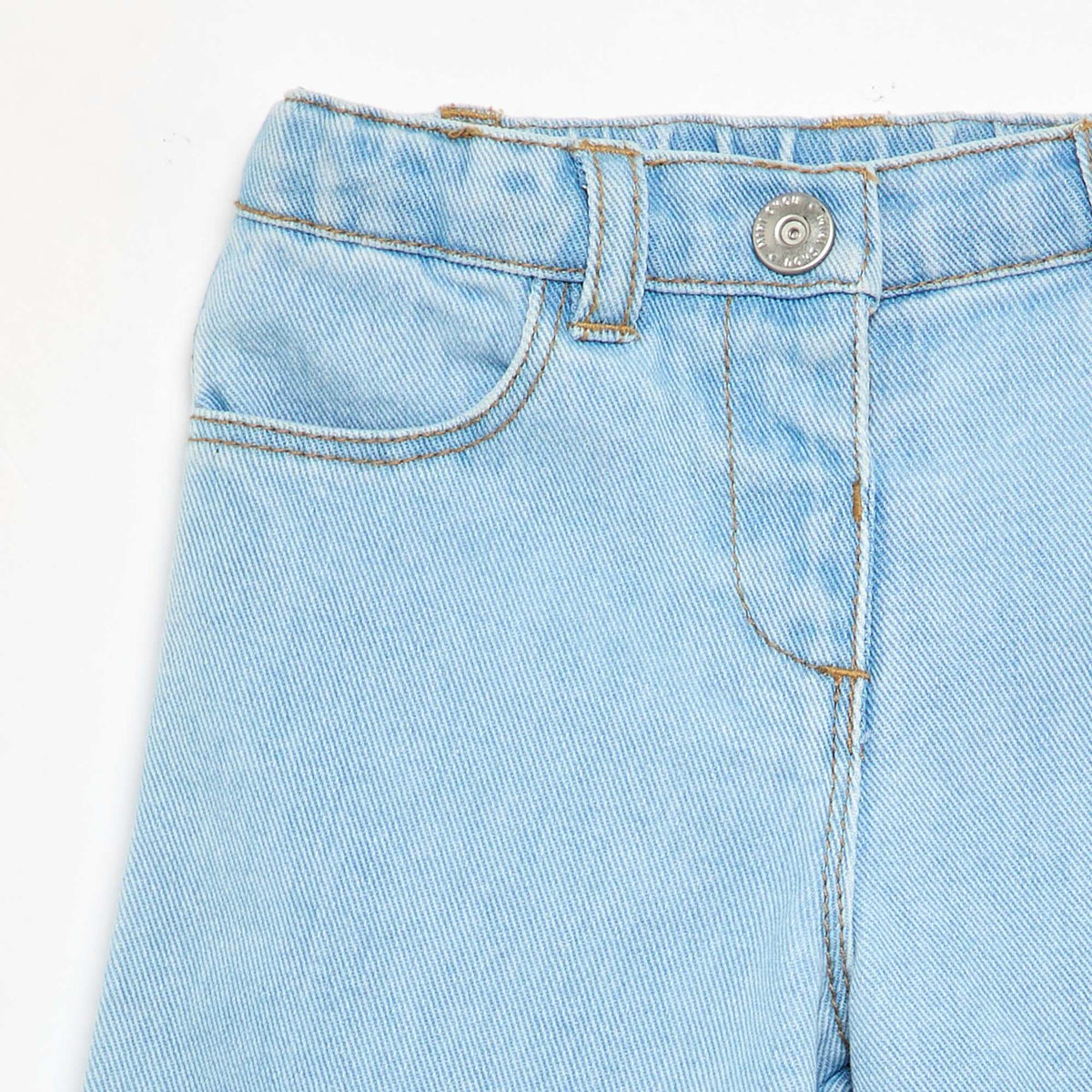 Pantalon large en denim avec volants BLEU
