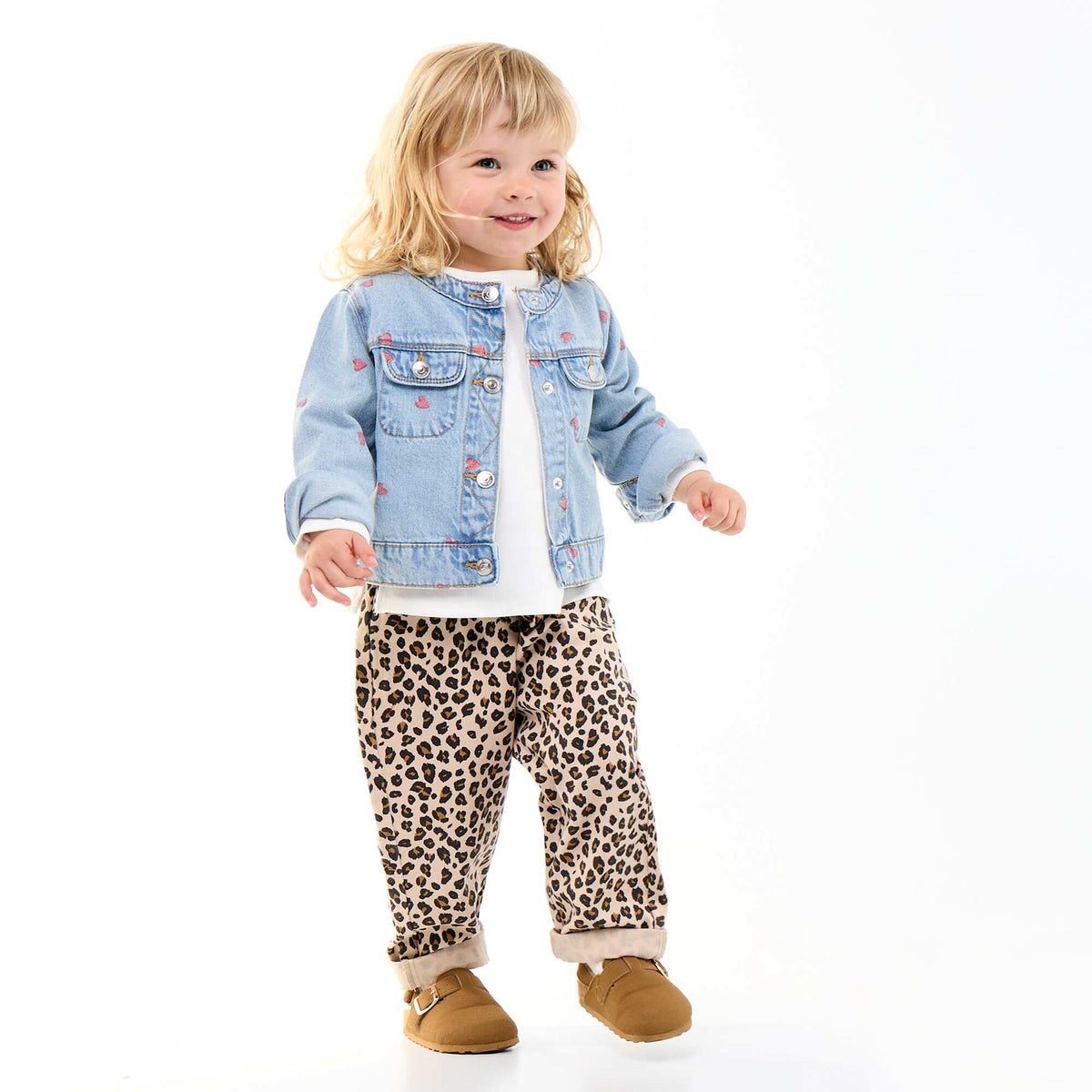Pantalon en twill motif léopard BEIGE