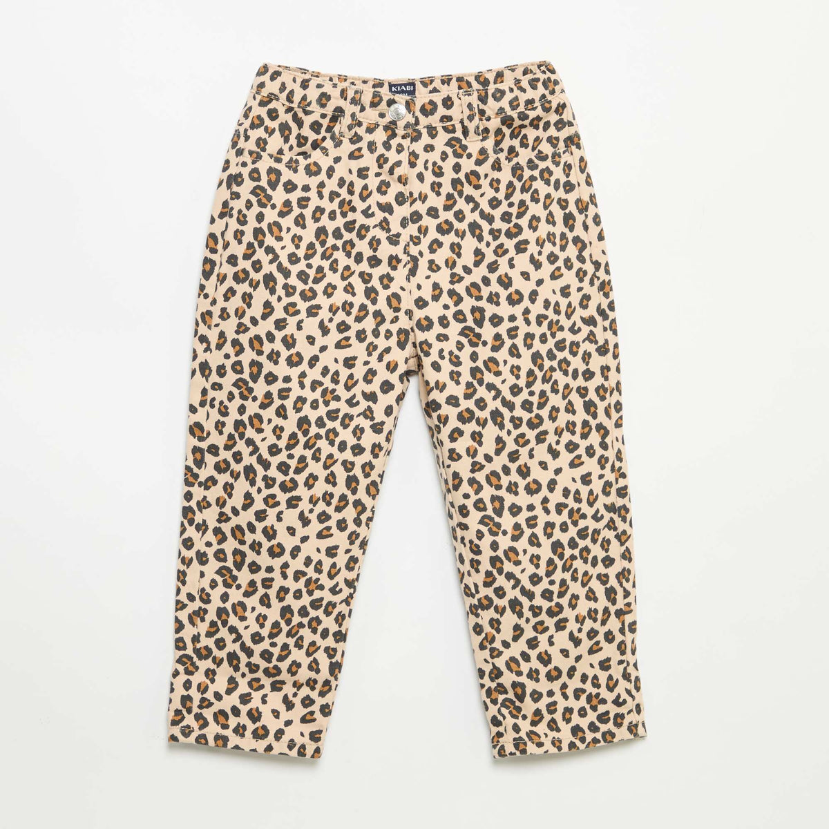 Pantalon en twill motif léopard BEIGE