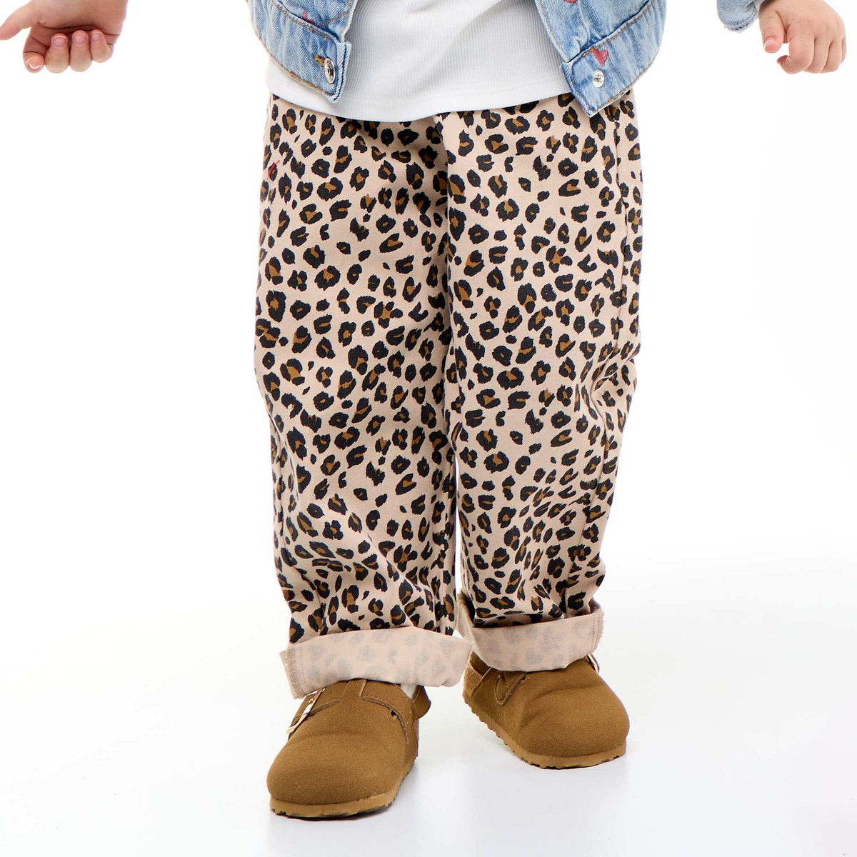 Pantalon en twill motif léopard BEIGE