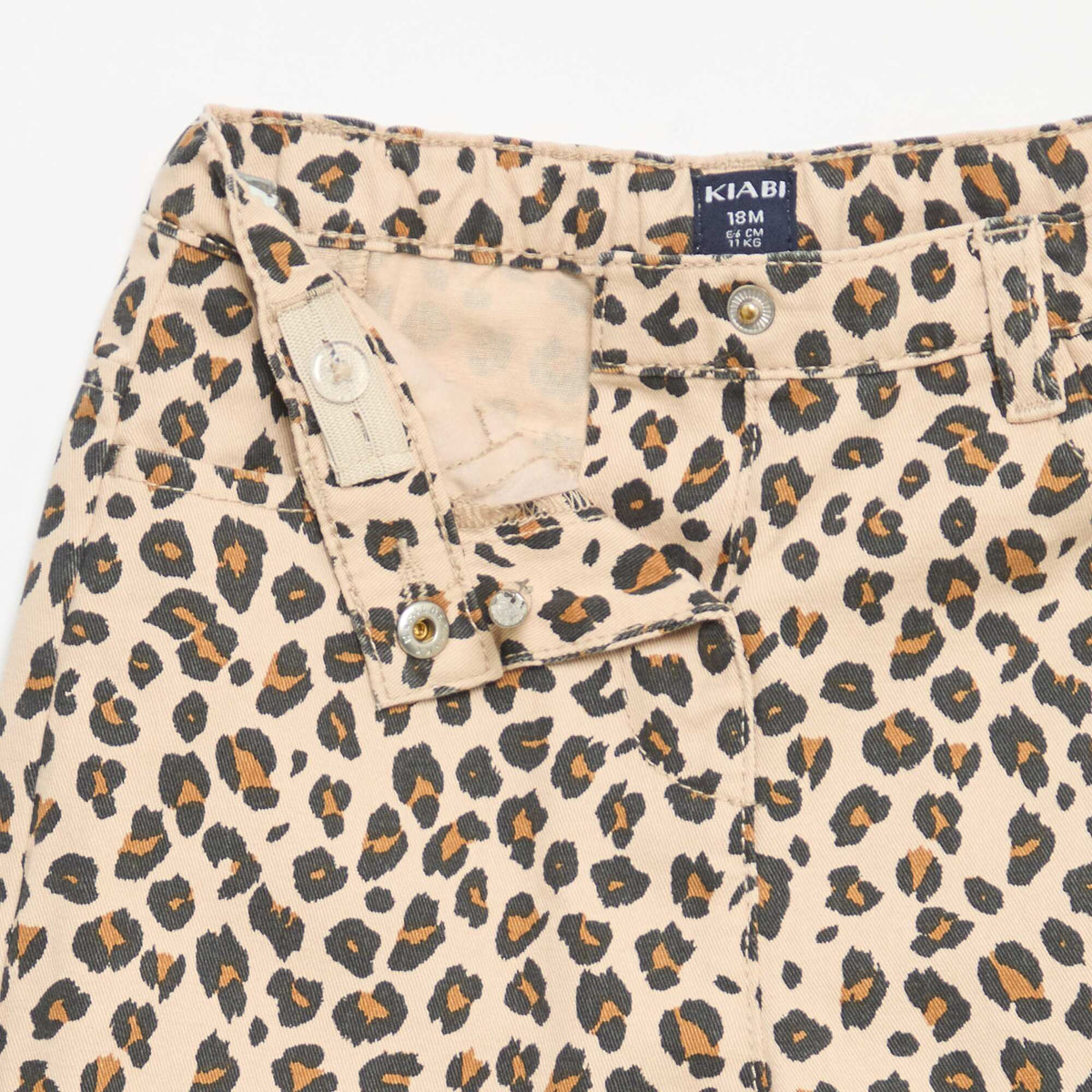 Pantalon en twill motif léopard BEIGE