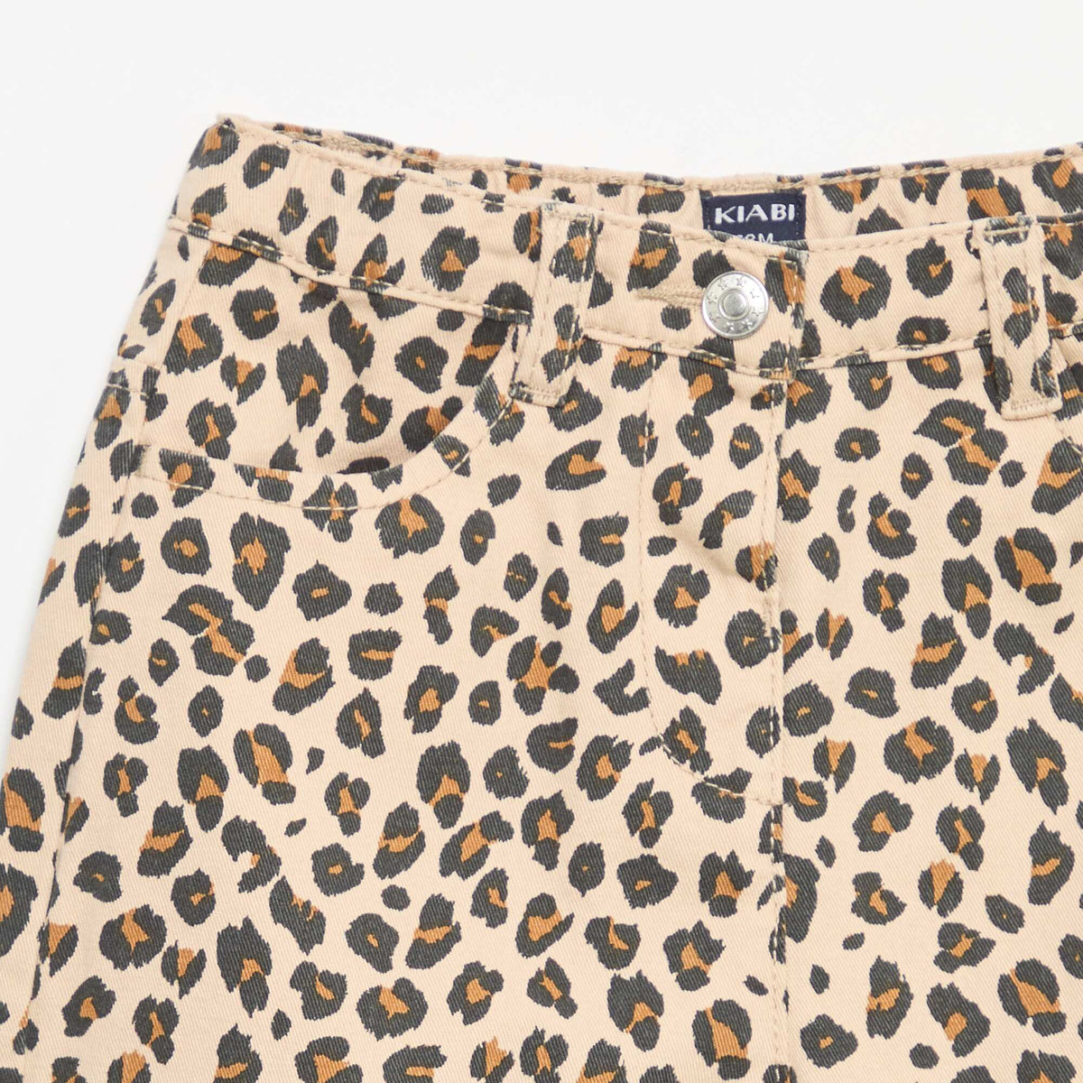 Pantalon en twill motif léopard BEIGE