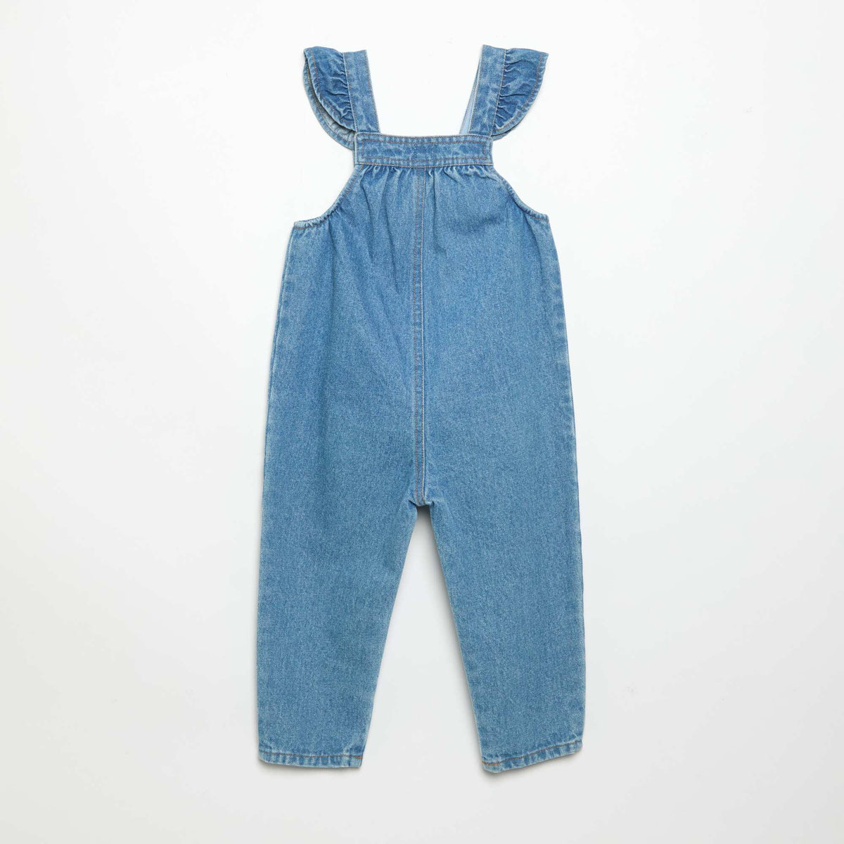 Salopette en denim avec volants aux bretelles BLEU