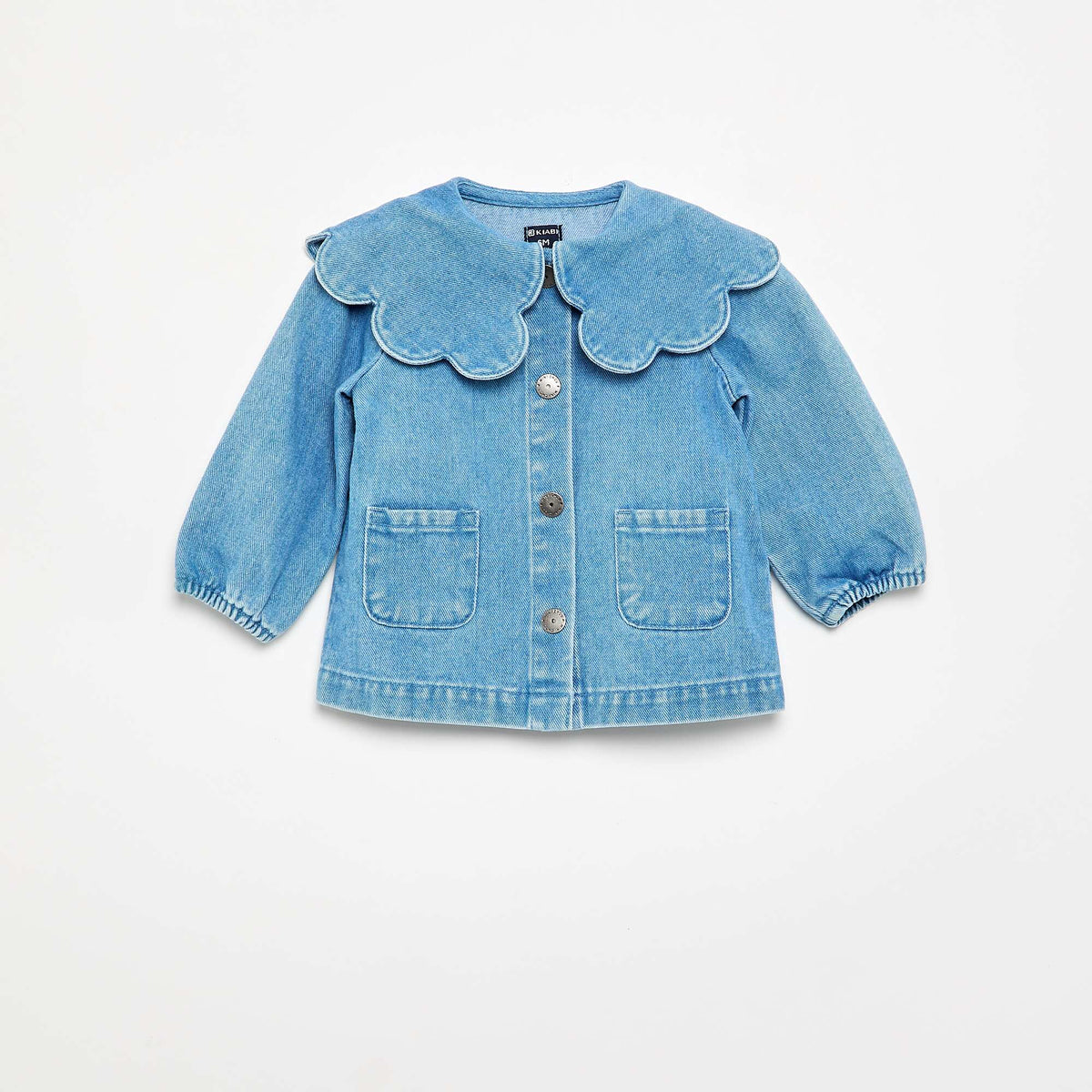 Chemise en denim avec col claudine BLEU