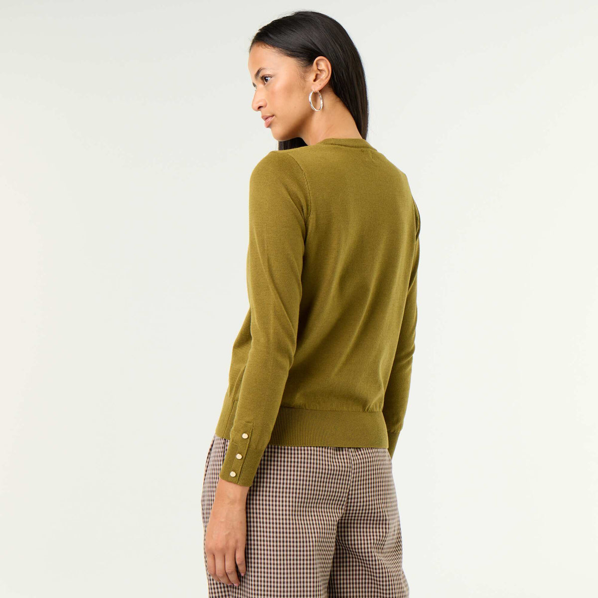 Pull col rond en maille fine jauge VERT