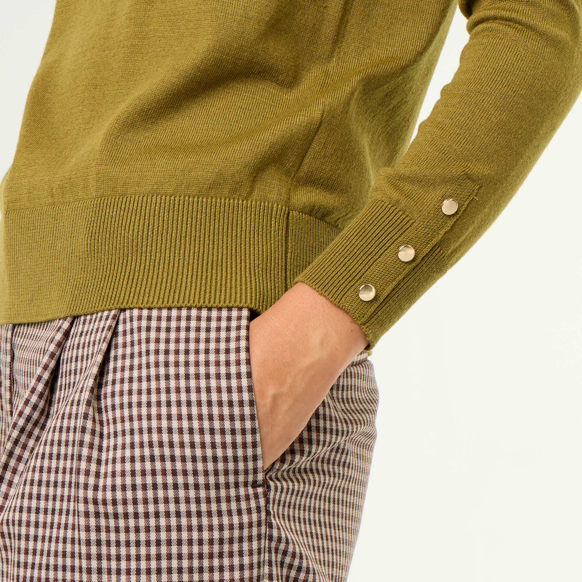 Pull col rond en maille fine jauge VERT