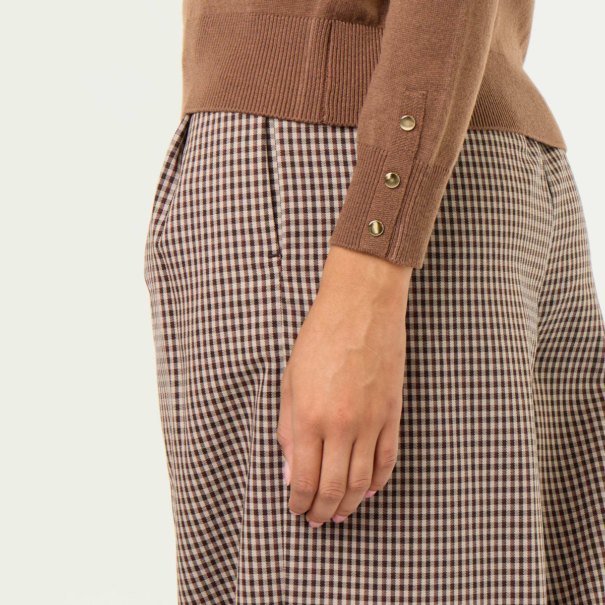 Pull col rond en maille fine jauge MARRON