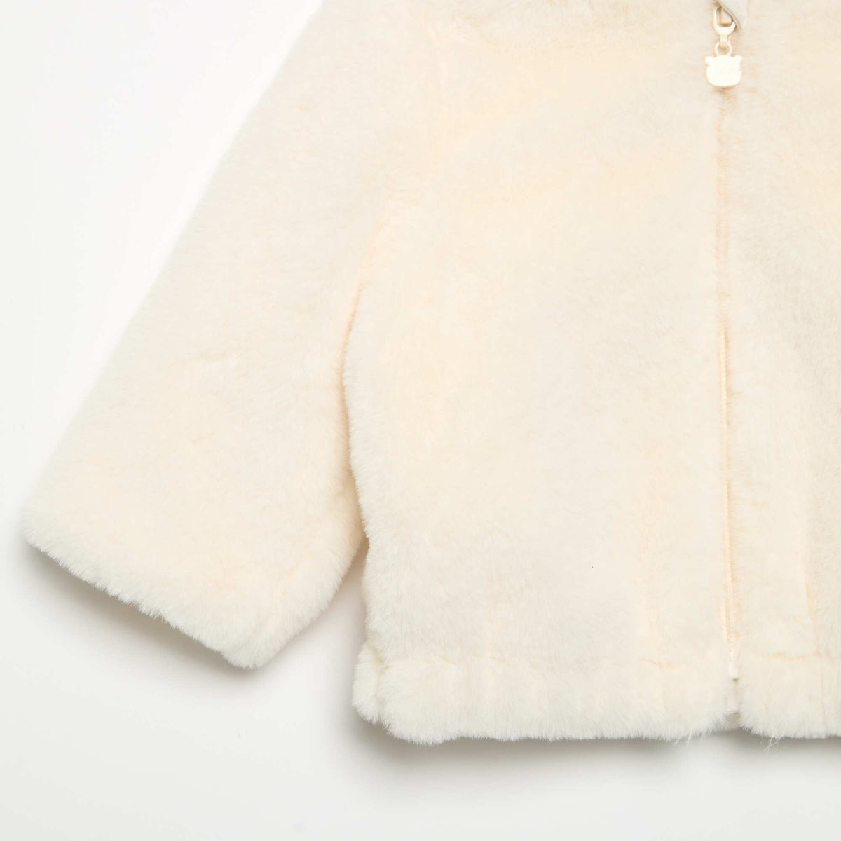 Blouson court à capuche en fausse fourrure BLANC