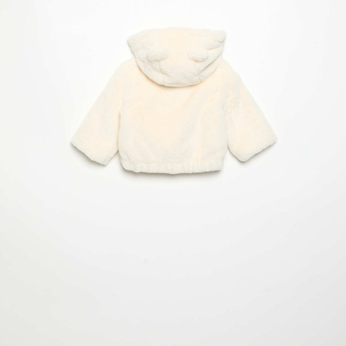 Blouson court à capuche en fausse fourrure BLANC