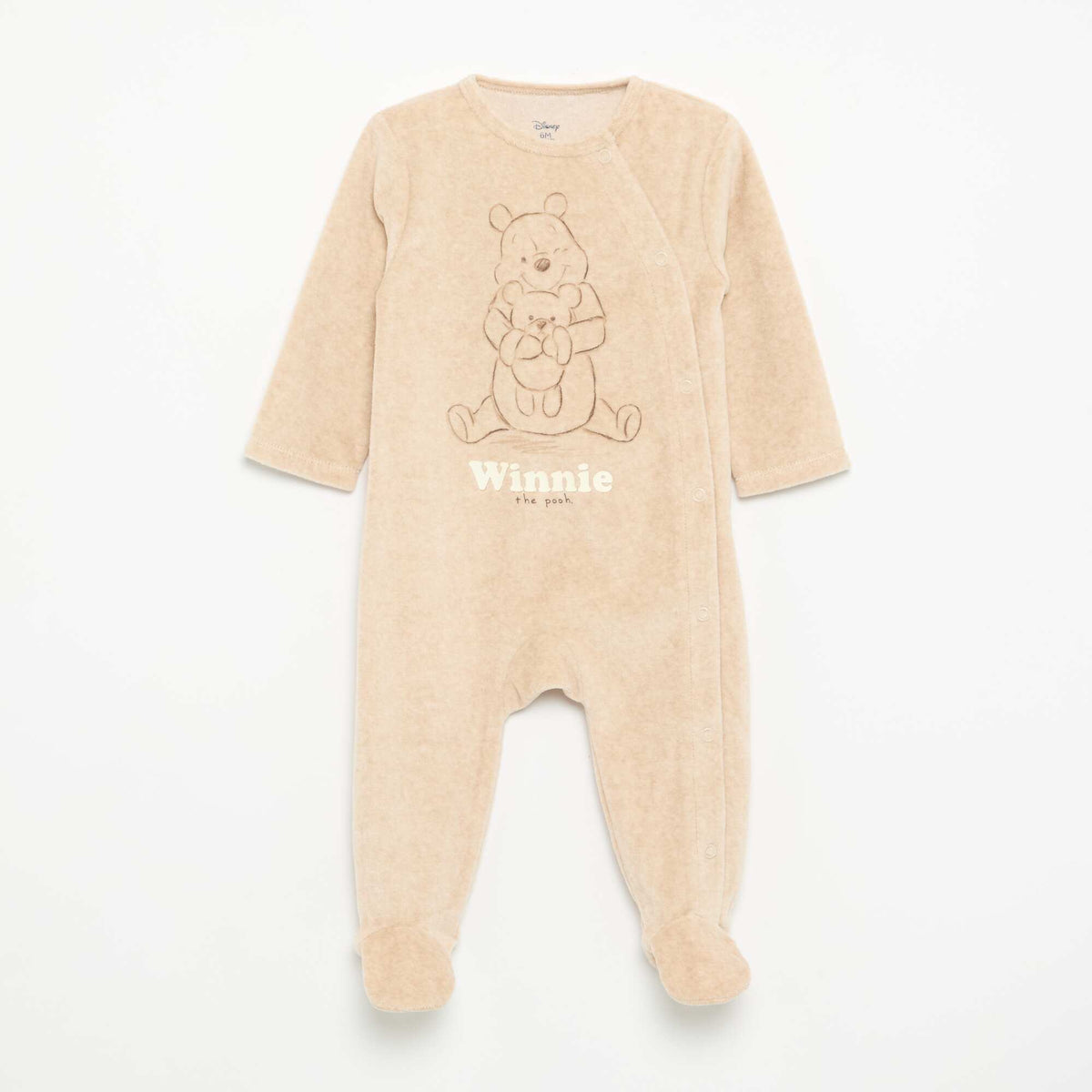 Pyjama dors bien 'Disney' à manches longues en velours BEIGE