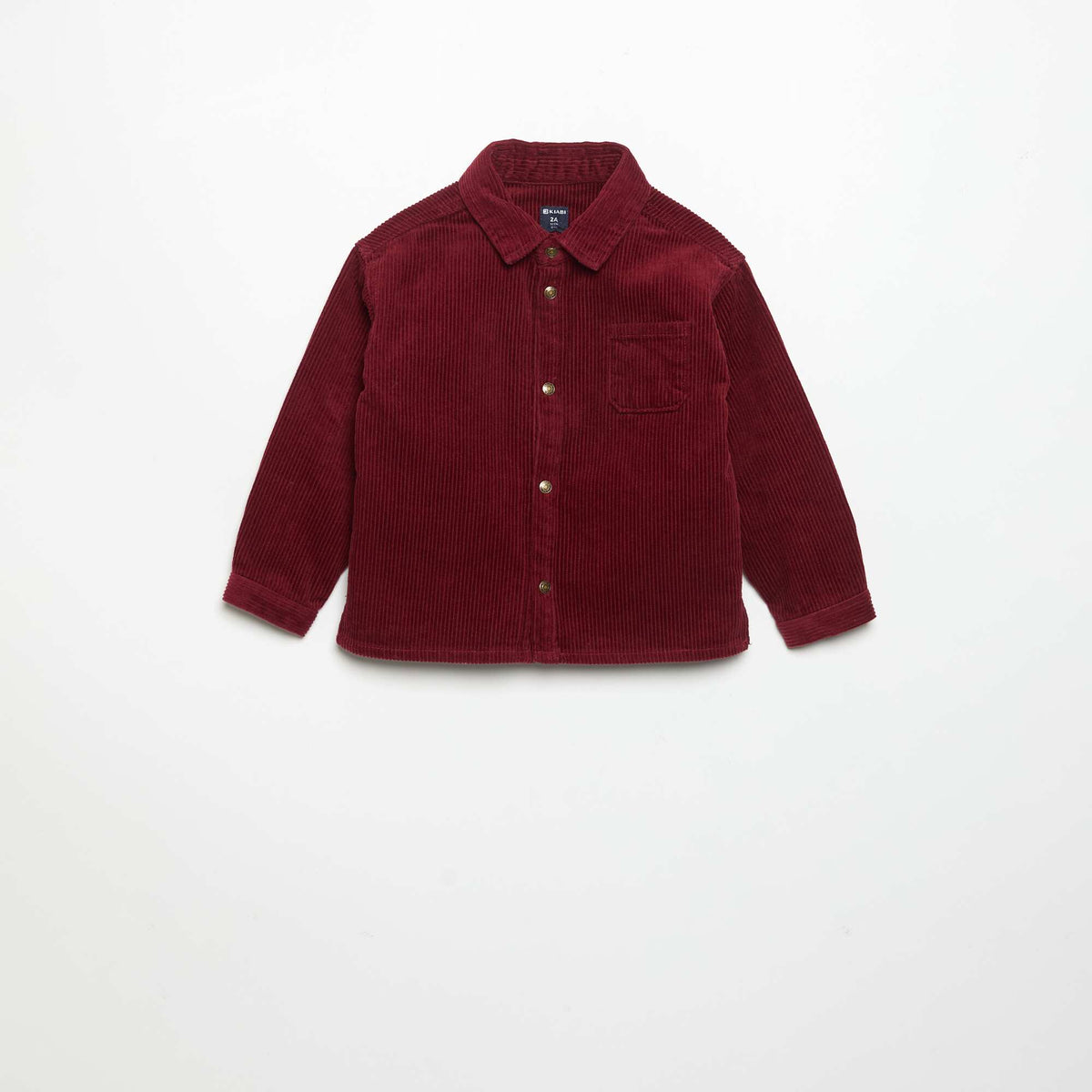 Chemise à manches longues en velours côtelé ROUGE