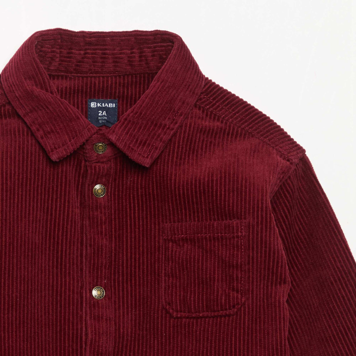 Chemise à manches longues en velours côtelé ROUGE