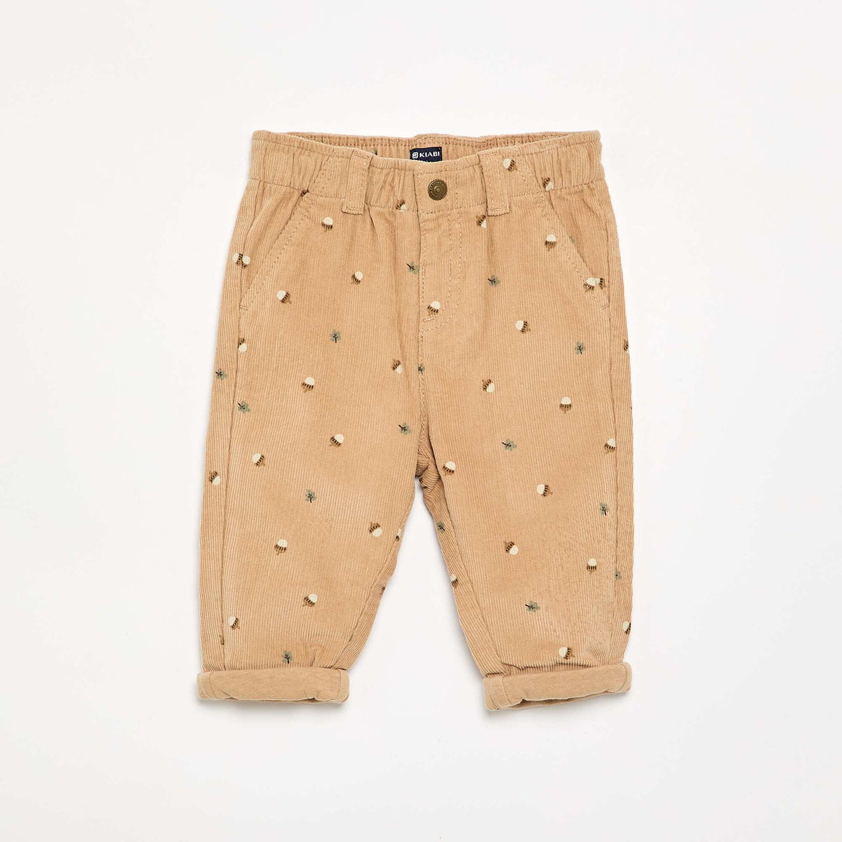 Pantalon en velours imprimé BEIGE