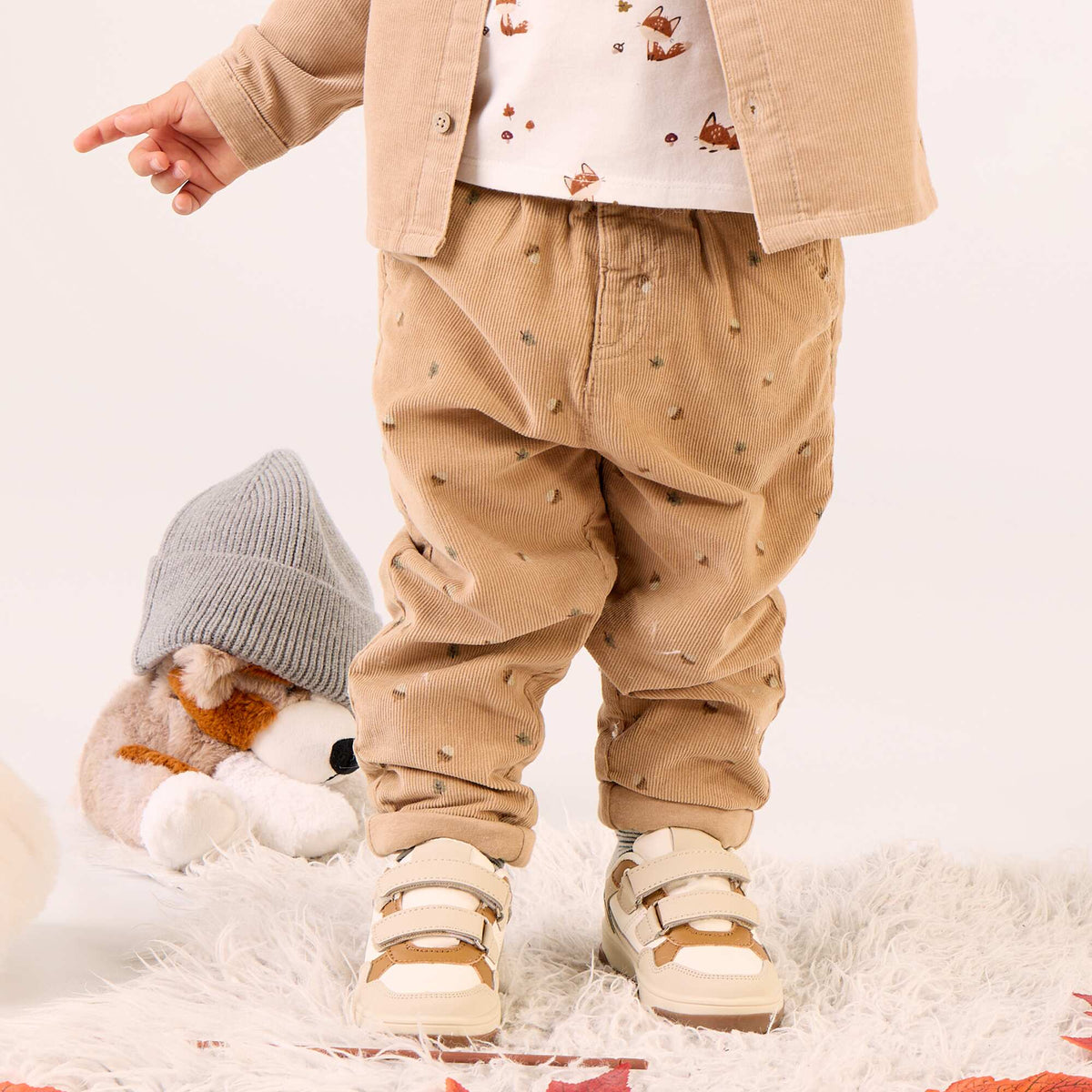 Pantalon en velours imprimé BEIGE