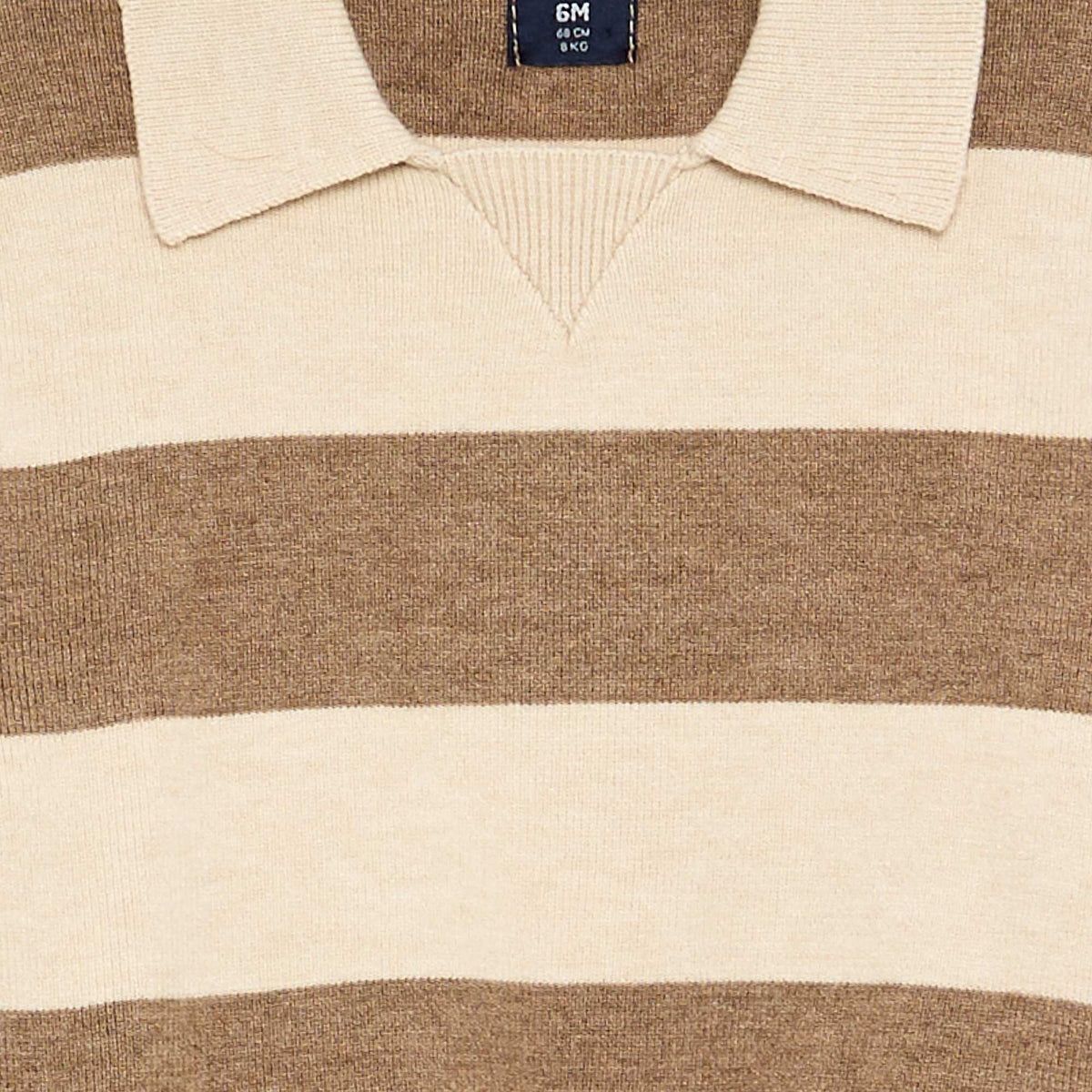 Pull rayé à manches longues et col polo BEIGE