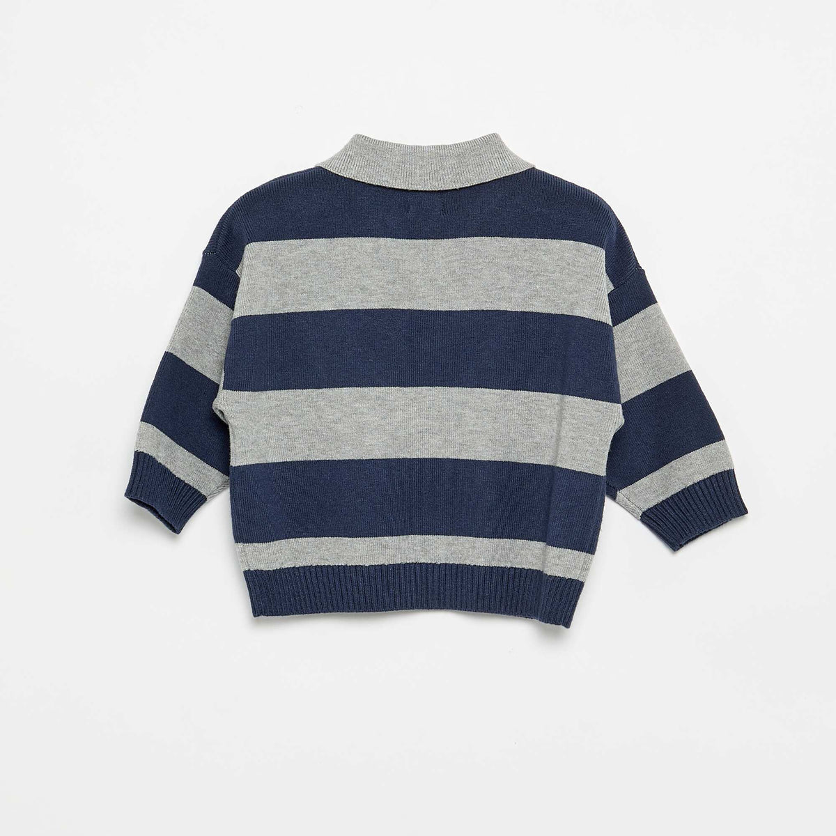 Pull rayé à manches longues et col polo BLEU