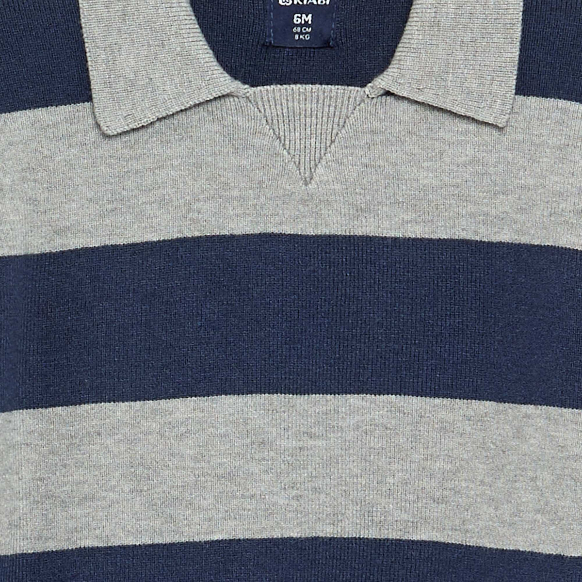 Pull rayé à manches longues et col polo BLEU