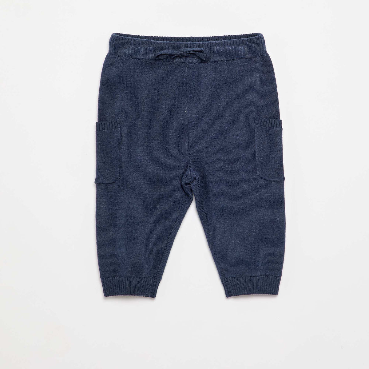 Pantalon uni en maille MARINE